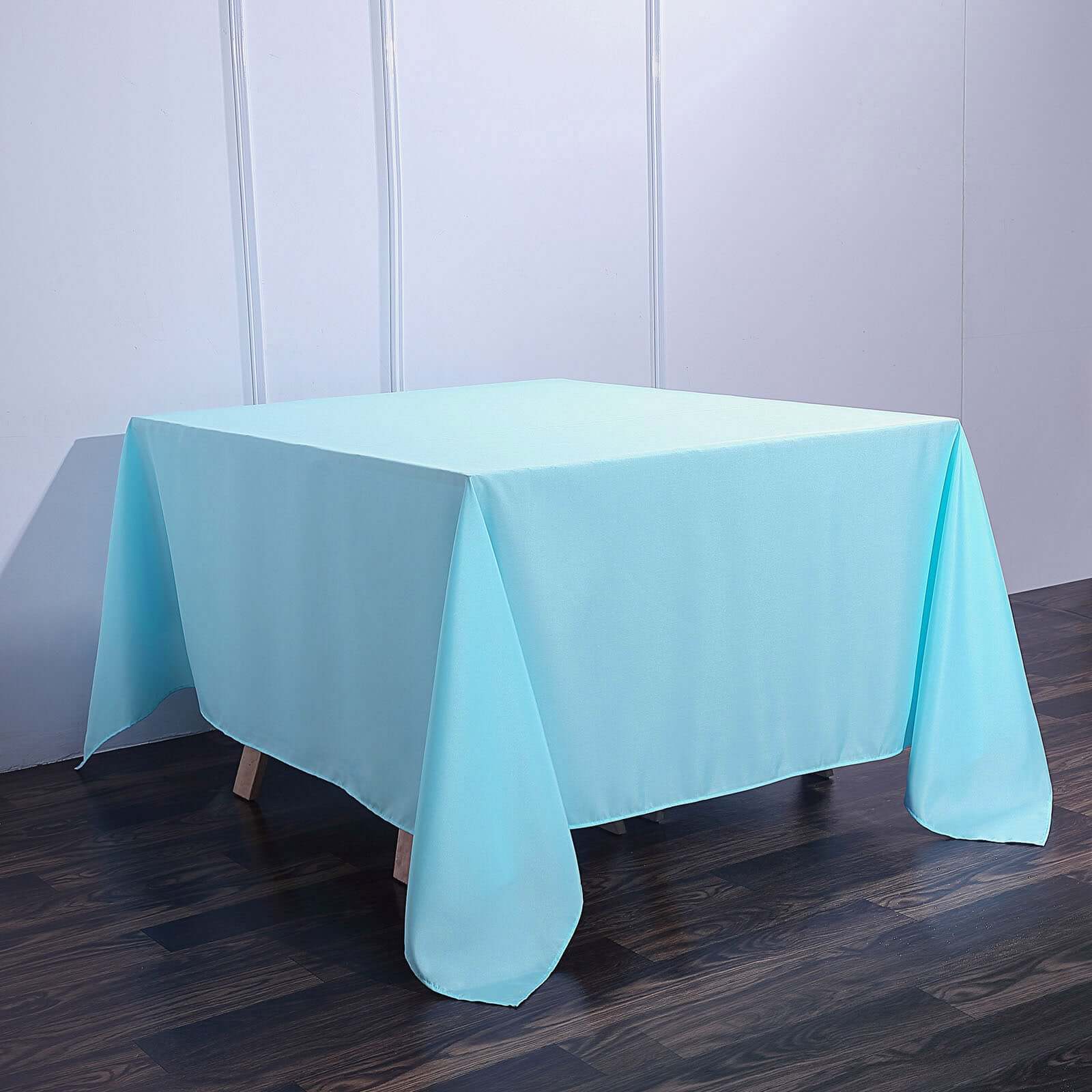 Light Blue 90x90 Square Polyester Tablecloth - Durable & Wrinkle-Free