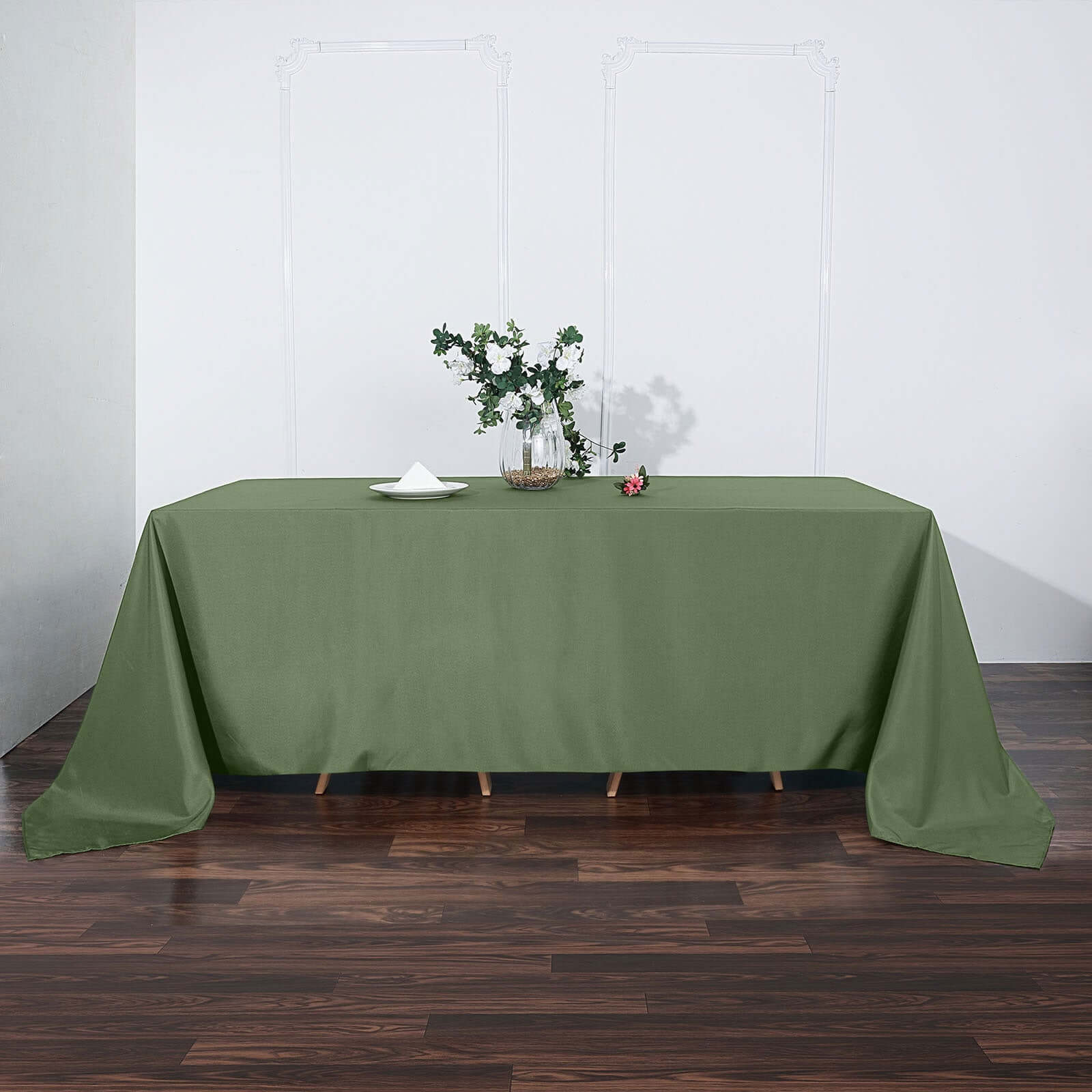 Hot Sale! Olive Green 100% Polyester Seamless Wrinkle-Resistant Rectangle Tablecloth 90x132