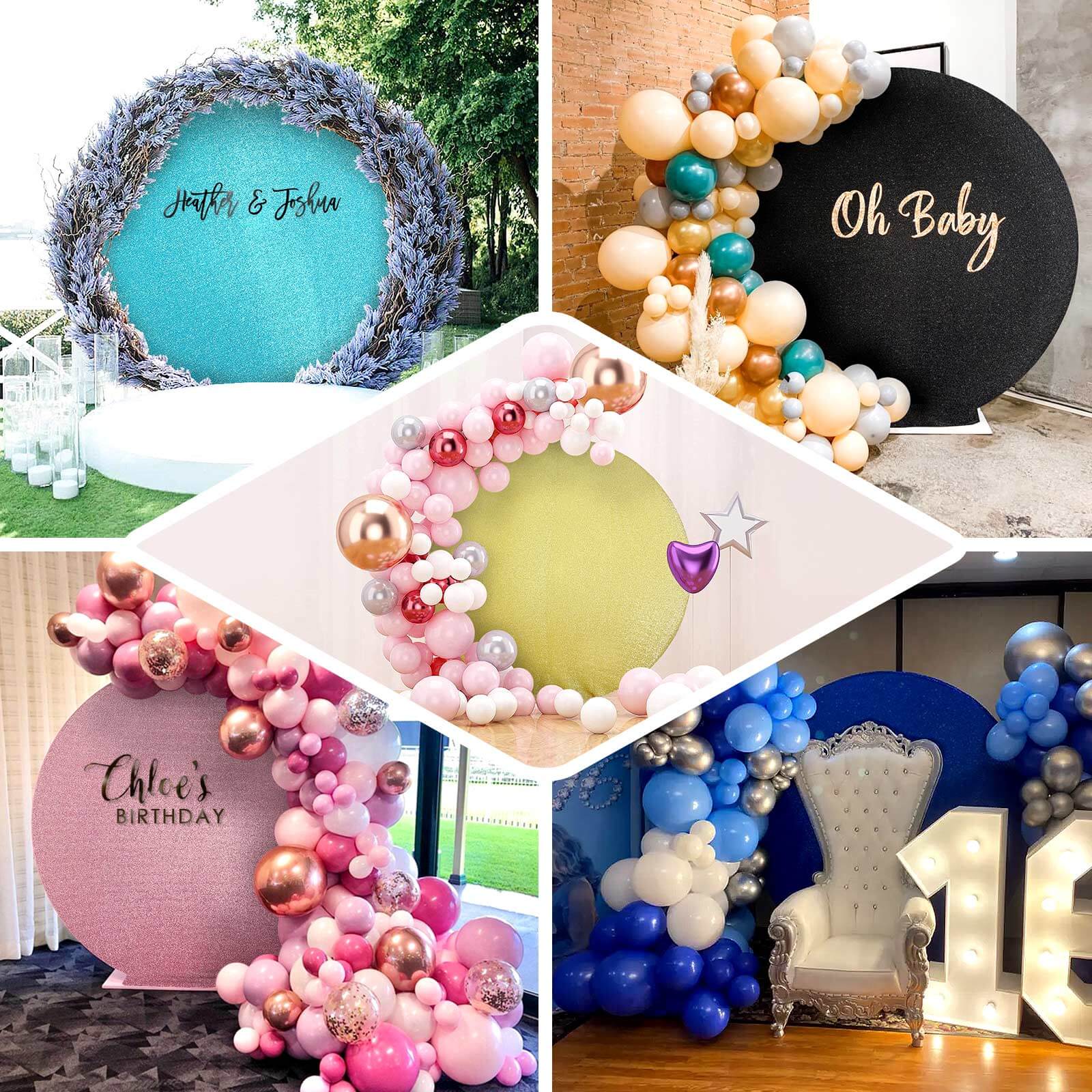 Hot Deal! 7.5ft Royal Blue Metallic Shimmer Tinsel Spandex 2-Sided Wedding Arch Photo Backdrop