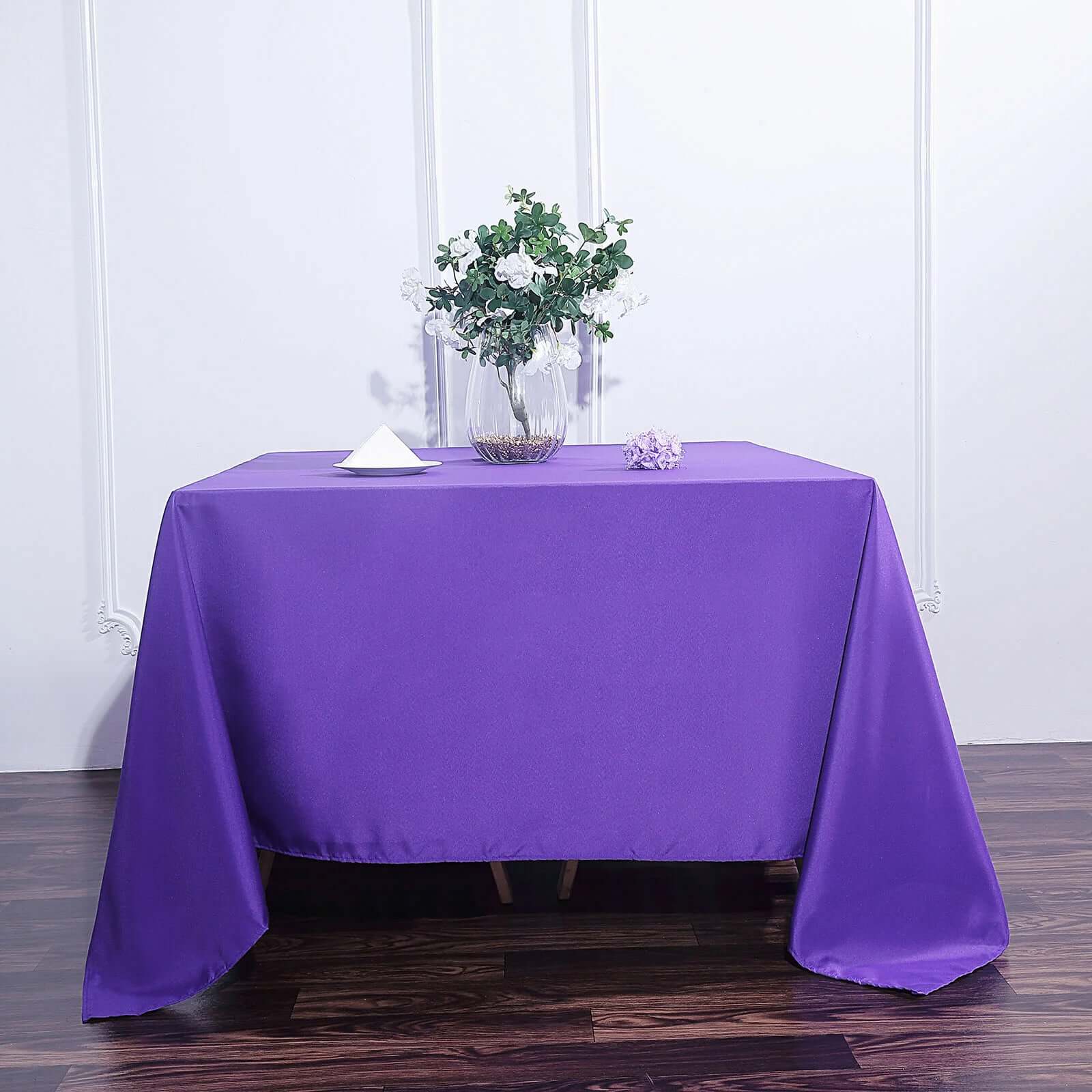 Premium Purple 90x90 Polyester Square Tablecloth - Wrinkle-Free & Durable for Events