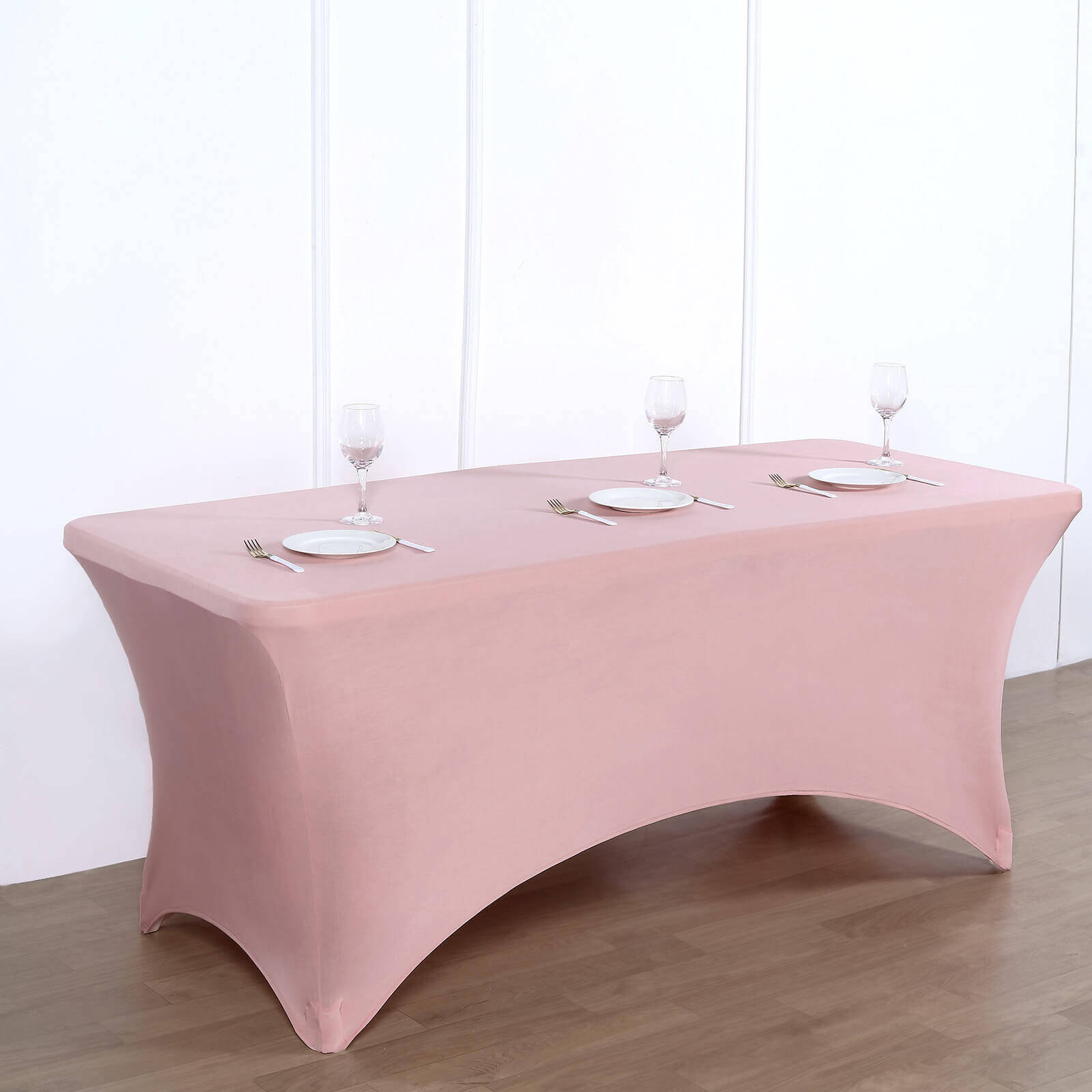 6ft Dusty Rose Stretch Spandex Rectangle Tablecloth - Ideal for Events & Presentations