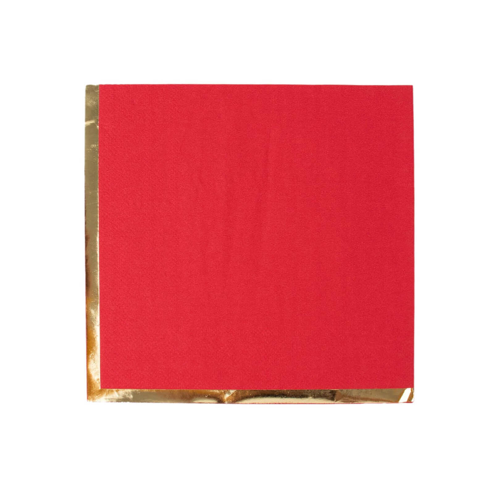 Hot! 50-Pack Red Disposable 2-Ply Cocktail Napkins with Gold Foil Edge, 6.5x6.5
