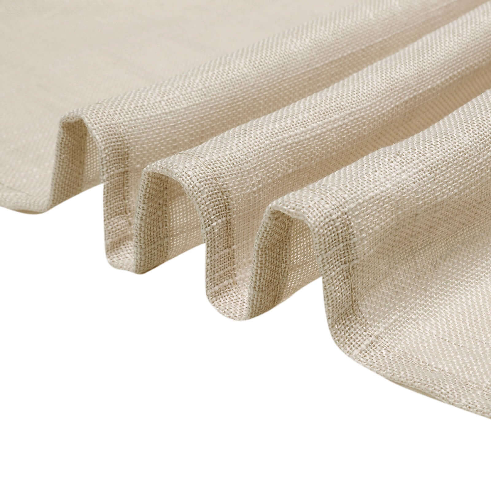 Beige Faux Linen Rectangular Tablecloth - Wrinkle Resistant & Slubby Texture