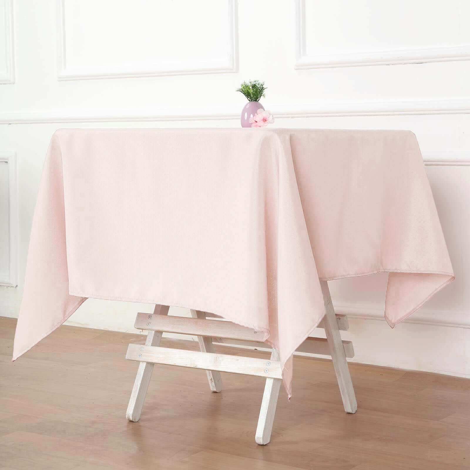 Blush 54x54 Polyester Square Table Overlay - Wrinkle-Resistant & Durable