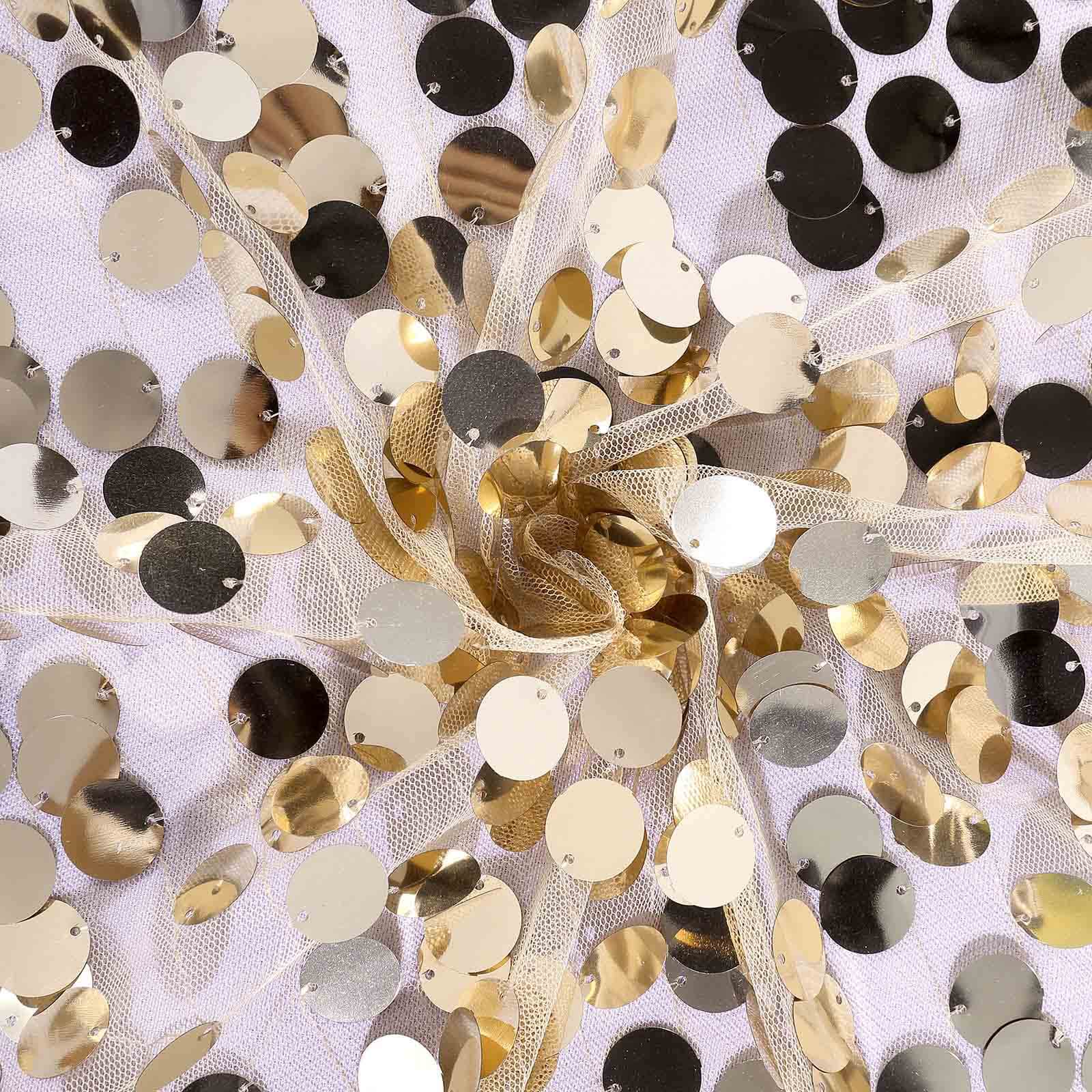 Champagne Sequin 72x72 Square Table Overlay for Big Payette Tables
