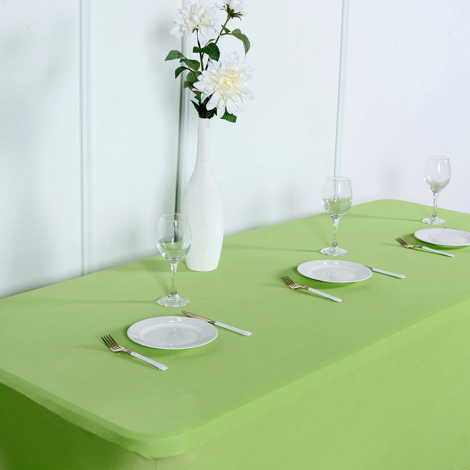 Apple Green Durable Spandex 6ft Rectangle Tablecloth - Perfect Form-Fitting Table Cover for Events
