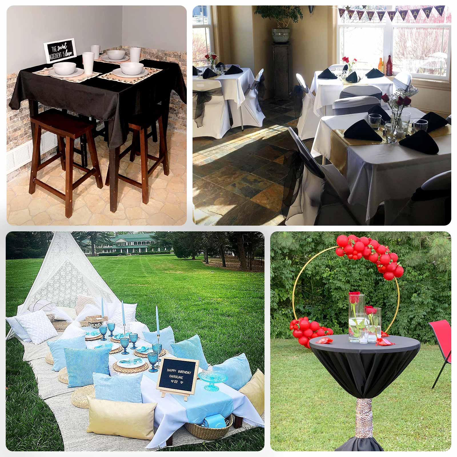 White Premium Scuba 54x54 Wrinkle & Stain-Free Tablecloth for Weddings and Events