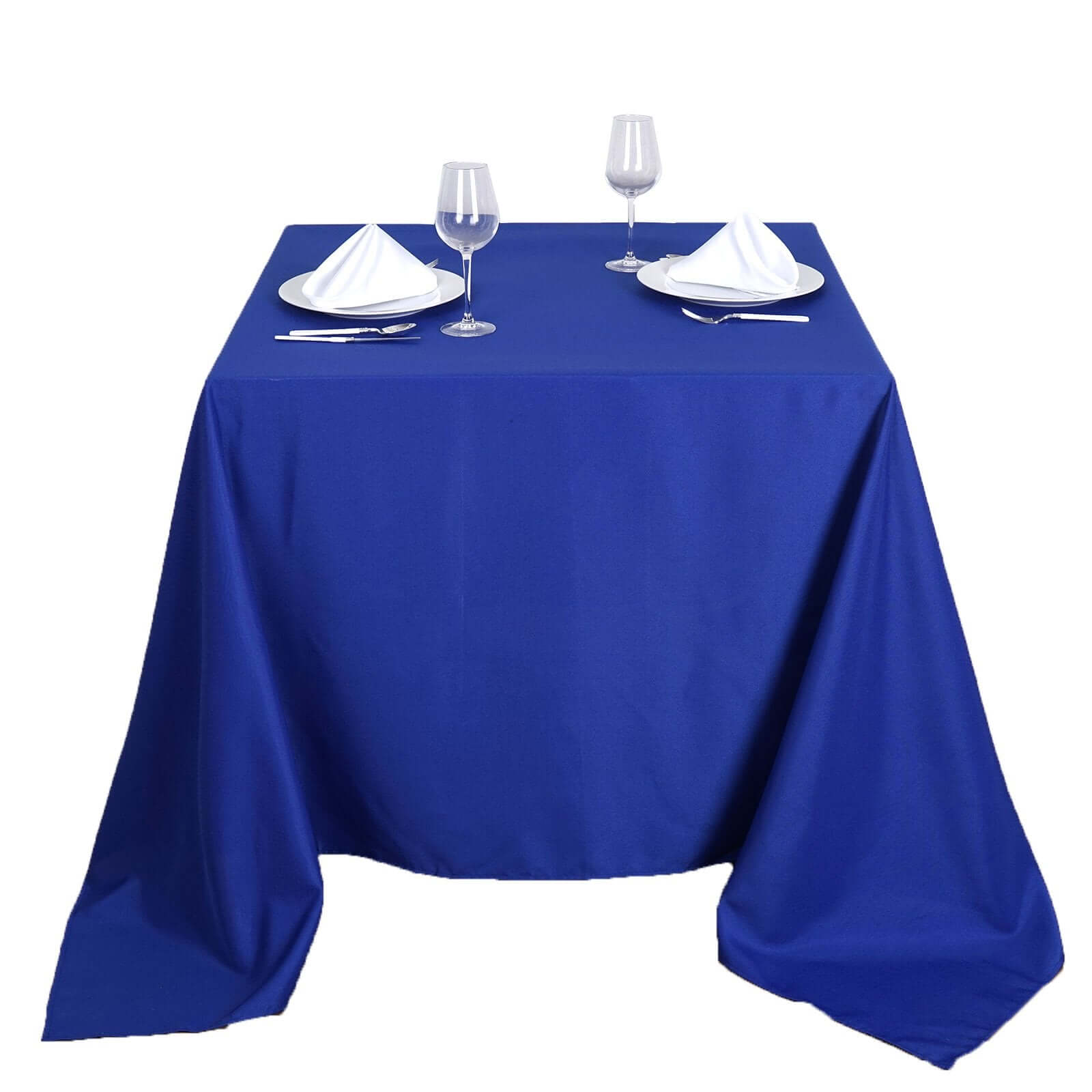 Wrinkle-Resistant & Durable Royal Blue 90x90 Polyester Square Table Overlay