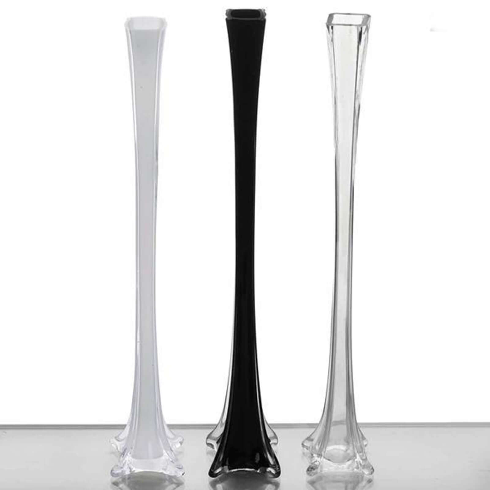 Hot Sale! 6-Piece Set of Black Glass Eiffel Tower Flower Vases for Tall Wedding Table Decor