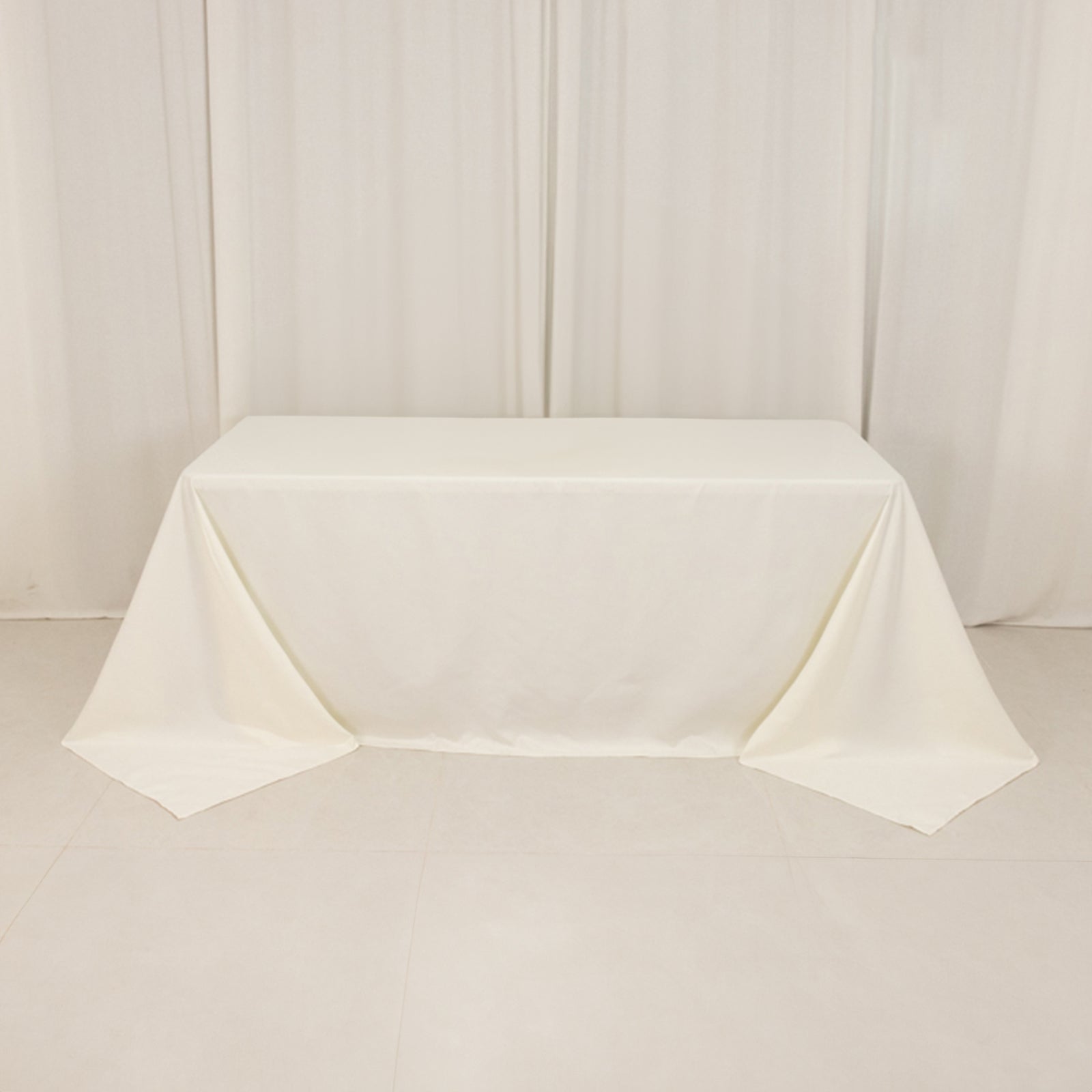 Ivory Seamless Wrinkle - Resistant 90x132 Cotton Blend Rectangle Tablecloth