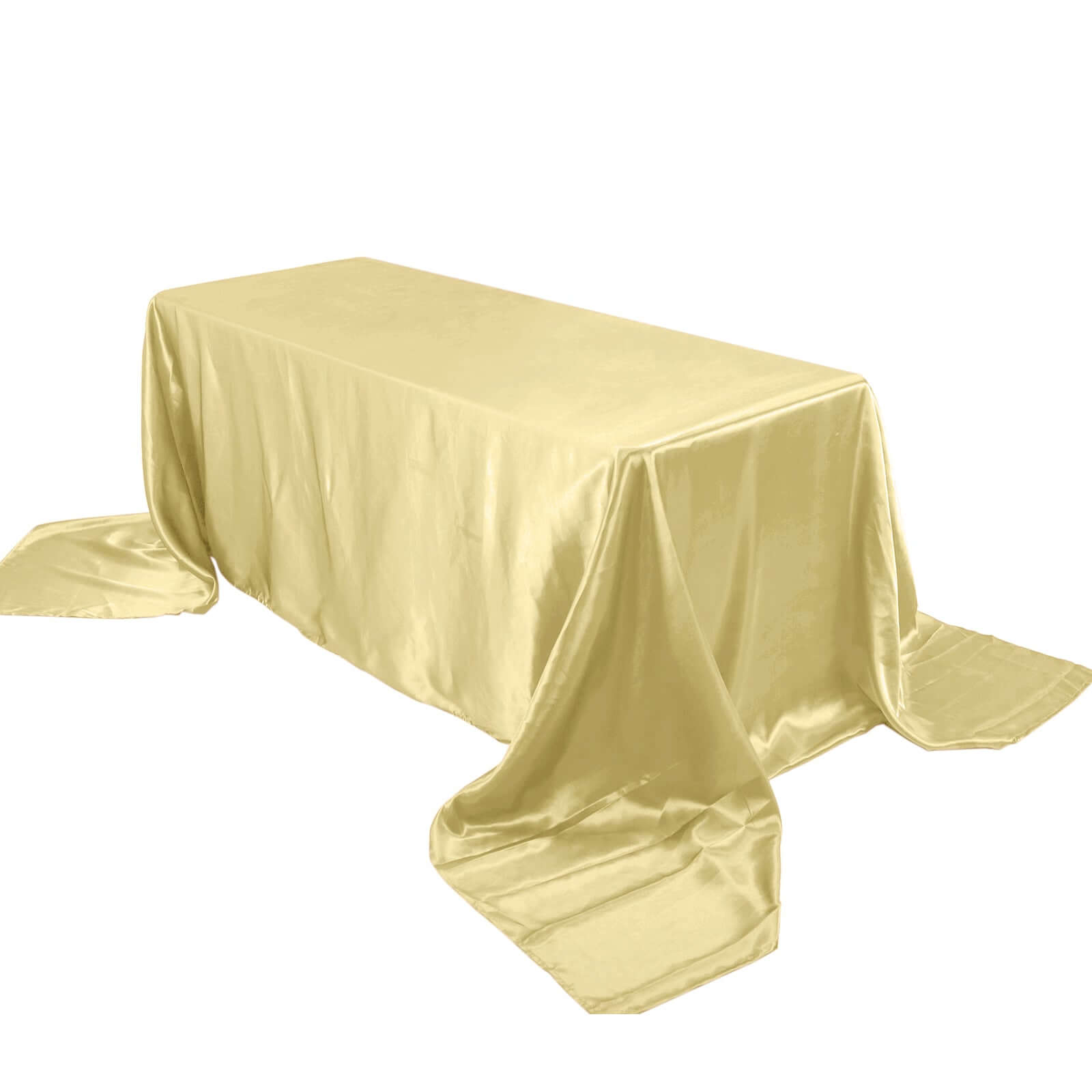 Exclusive Seamless Satin Champagne Tablecloth, 90x156 Inches, Ideal for Events