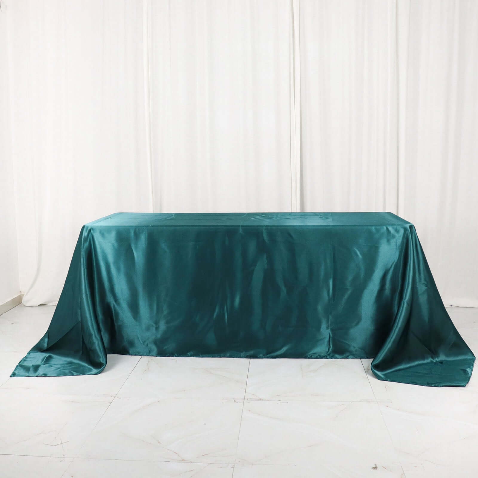 Hot! Seamless Peacock Teal Satin 90x132 Rectangular Tablecloth