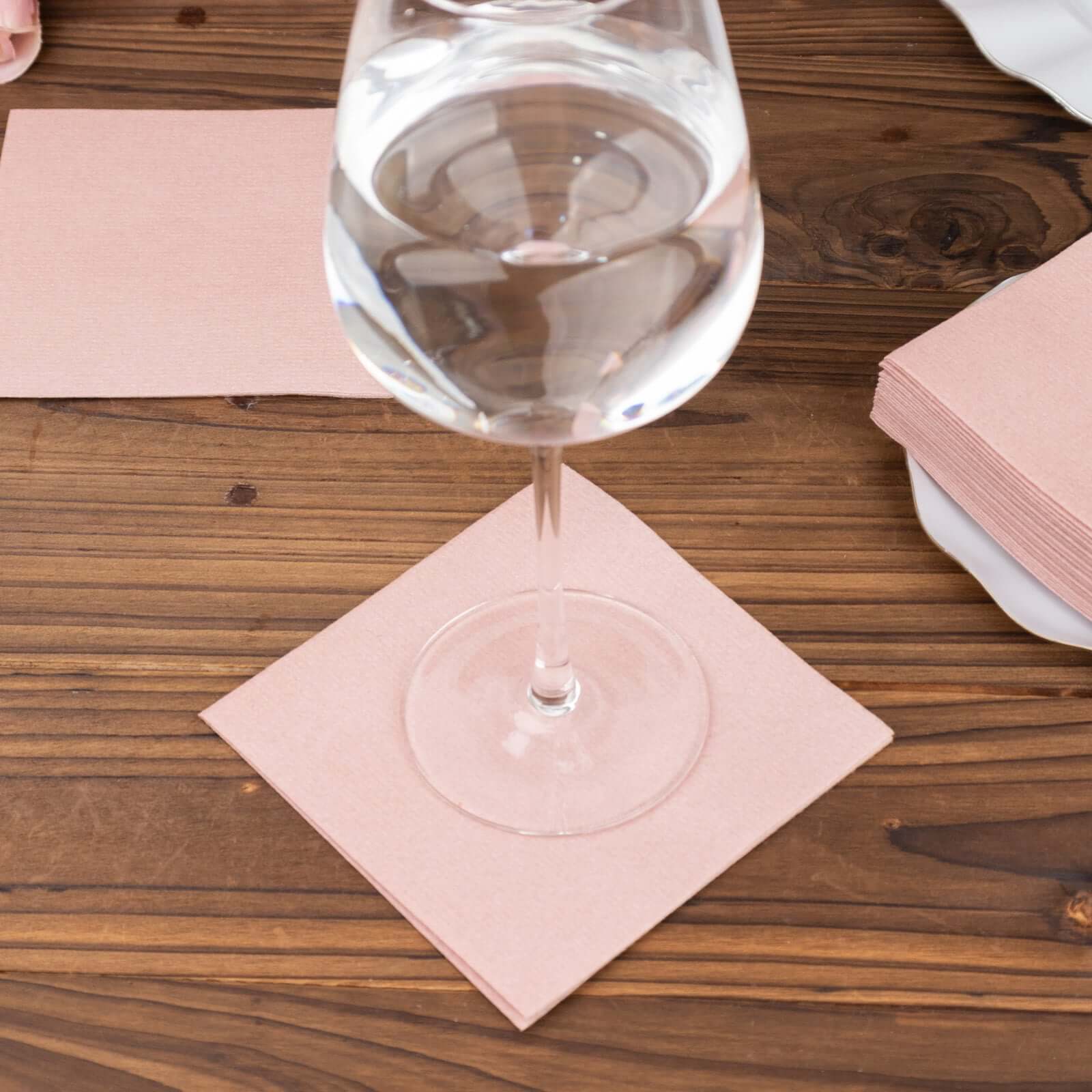 20-Piece Set of Soft Dusty Rose 5x5 Airlaid Napkins - Super Absorbent