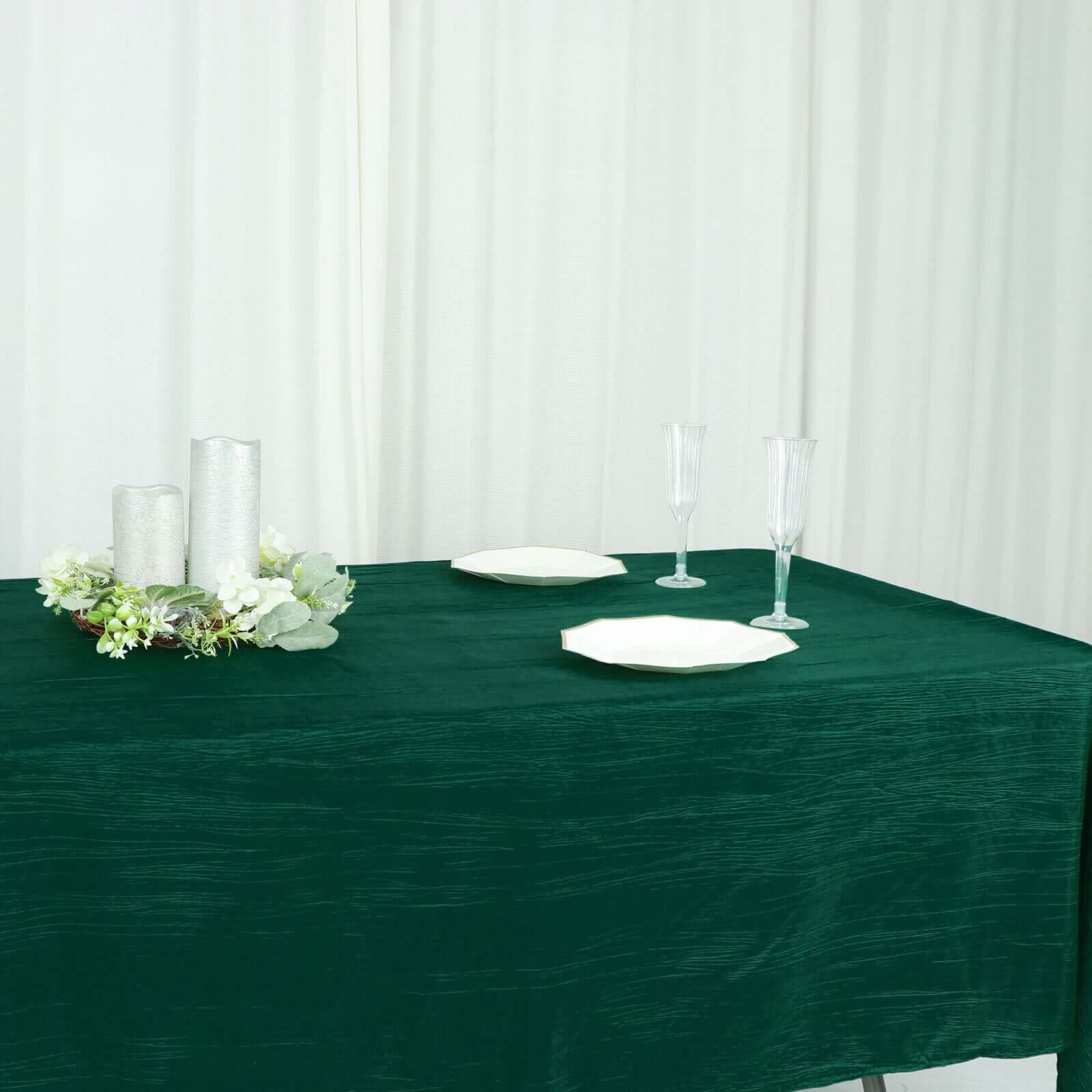 Hunter Emerald Green Crinkle Taffeta Rectangle Tablecloth 60x102