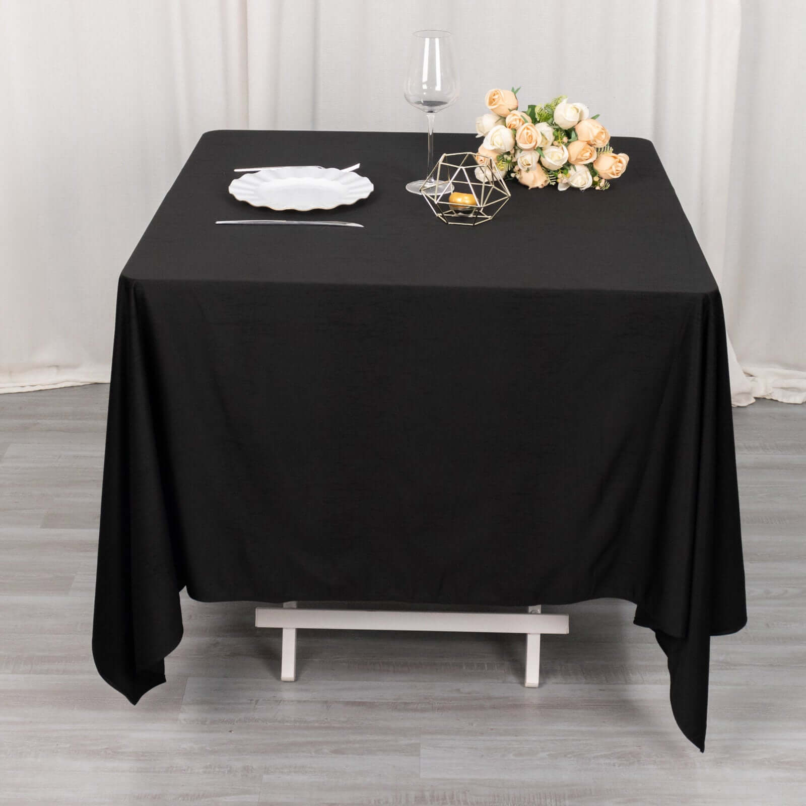 Exclusive Premium Black 70x70 Scuba Polyester Wrinkle-Free & Stain-Resistant Square Tablecloth