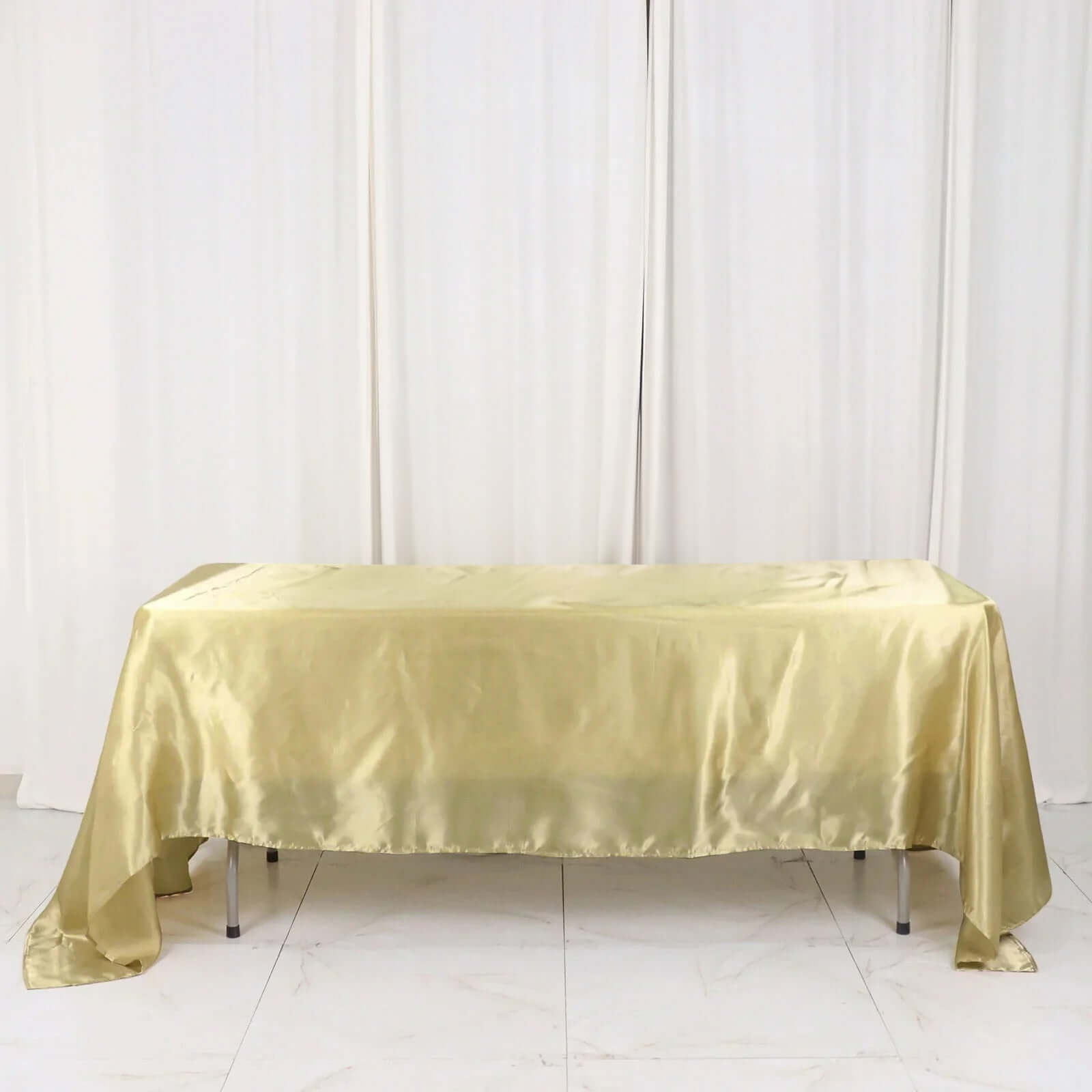 Champagne Satin 60x126 Rectangular Tablecloth - Smooth, Lustrous & Great Value