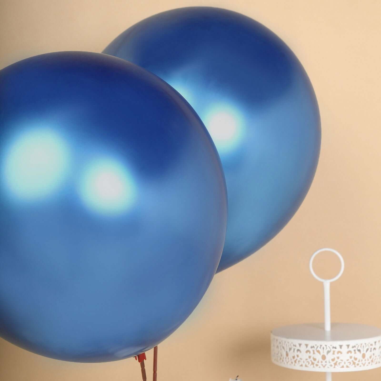 Hot Sale! 5-Piece Set of 18-Inch Royal Blue Metallic Chrome Latex Balloons for Helium or Air Filling