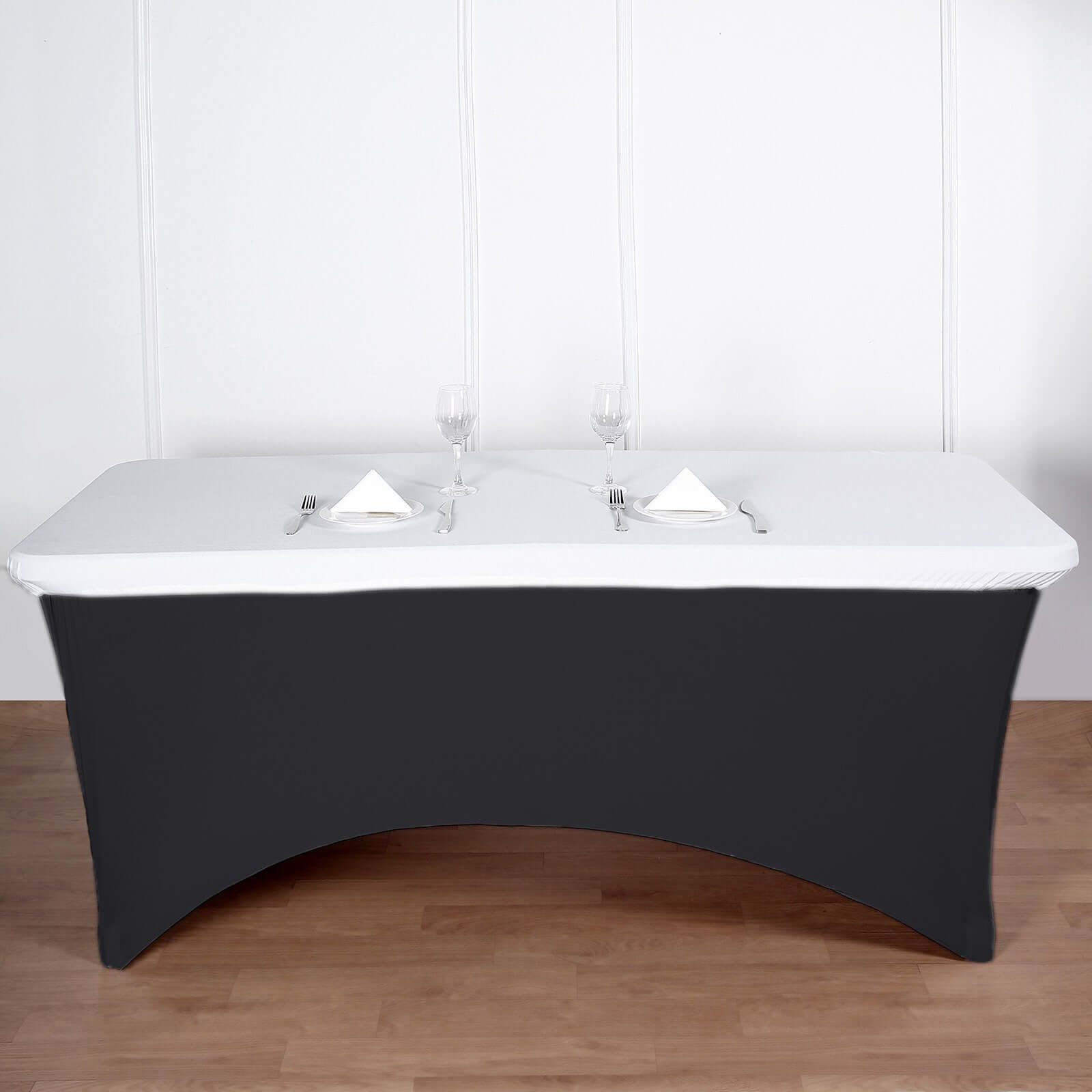 White Stretchy & Wrinkle-Free Spandex Table Topper for 8-Foot Tables