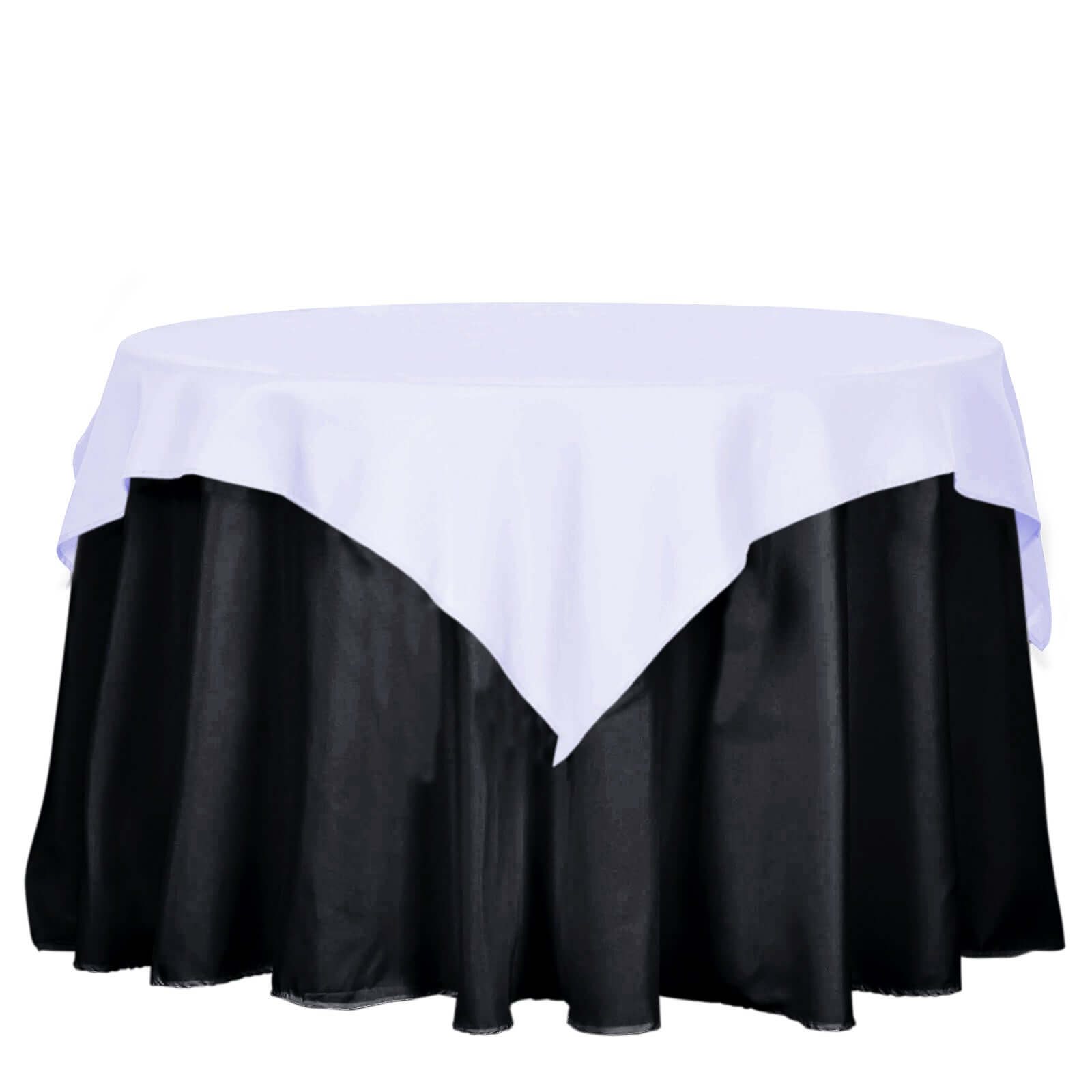 White 54x54 Polyester Square Table Overlay - Wrinkle-Resistant, Durable for Events
