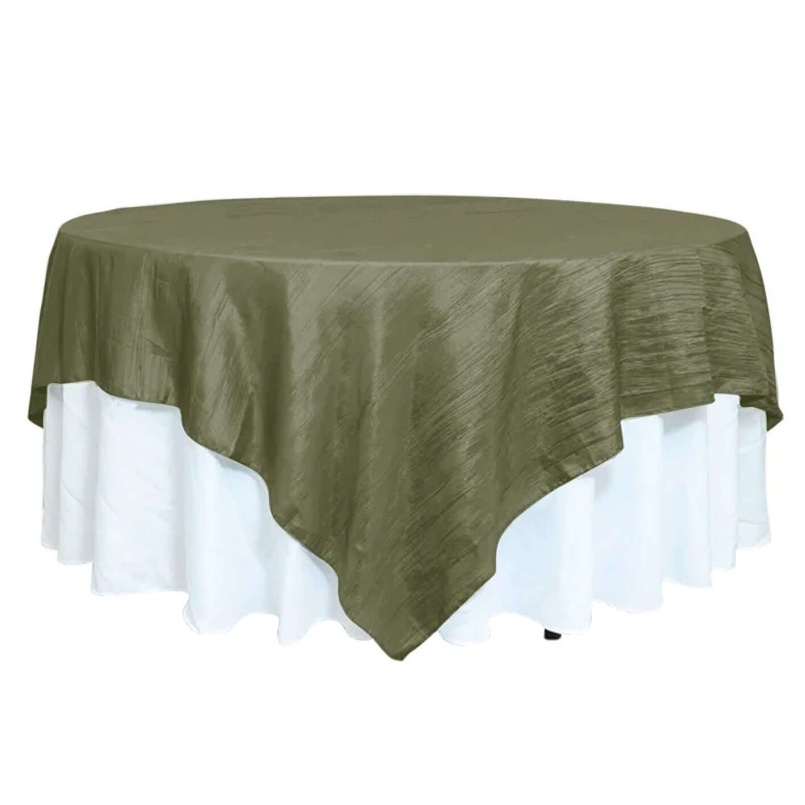 Hot! Dusty Sage Green 90x90 Square Accordion Crinkle Taffeta Table Overlay