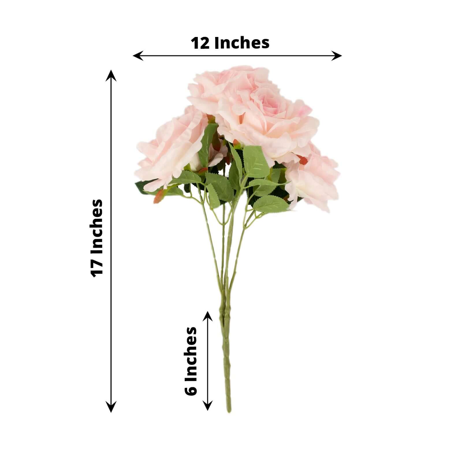 17-Inch Blush Premium Silk Jumbo Rose Flower Bouquet, High-Quality Artificial Wedding Florals