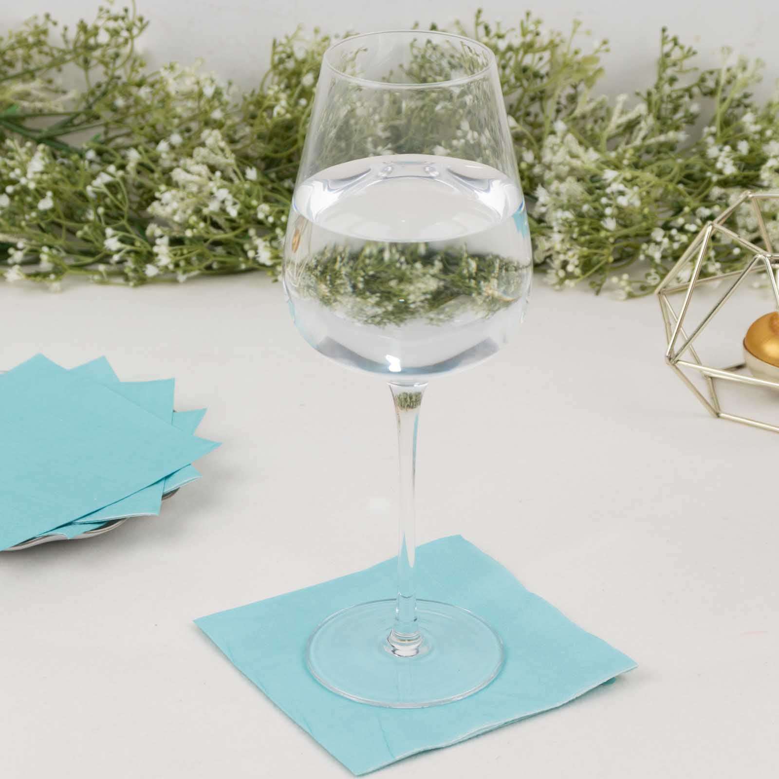 Blue 2-Ply Disposable Soft 18GSM 5x5 Cocktail Paper Beverage Napkins - 50 Pack