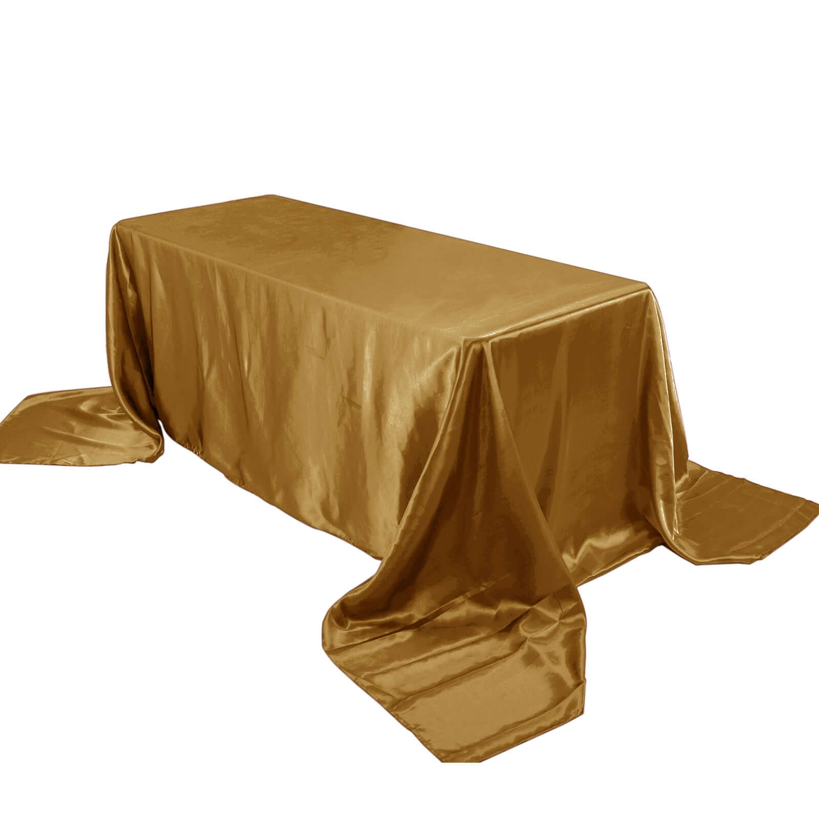Stylish Seamless Gold Satin 90x156 Rectangular Tablecloth for Weddings & Events