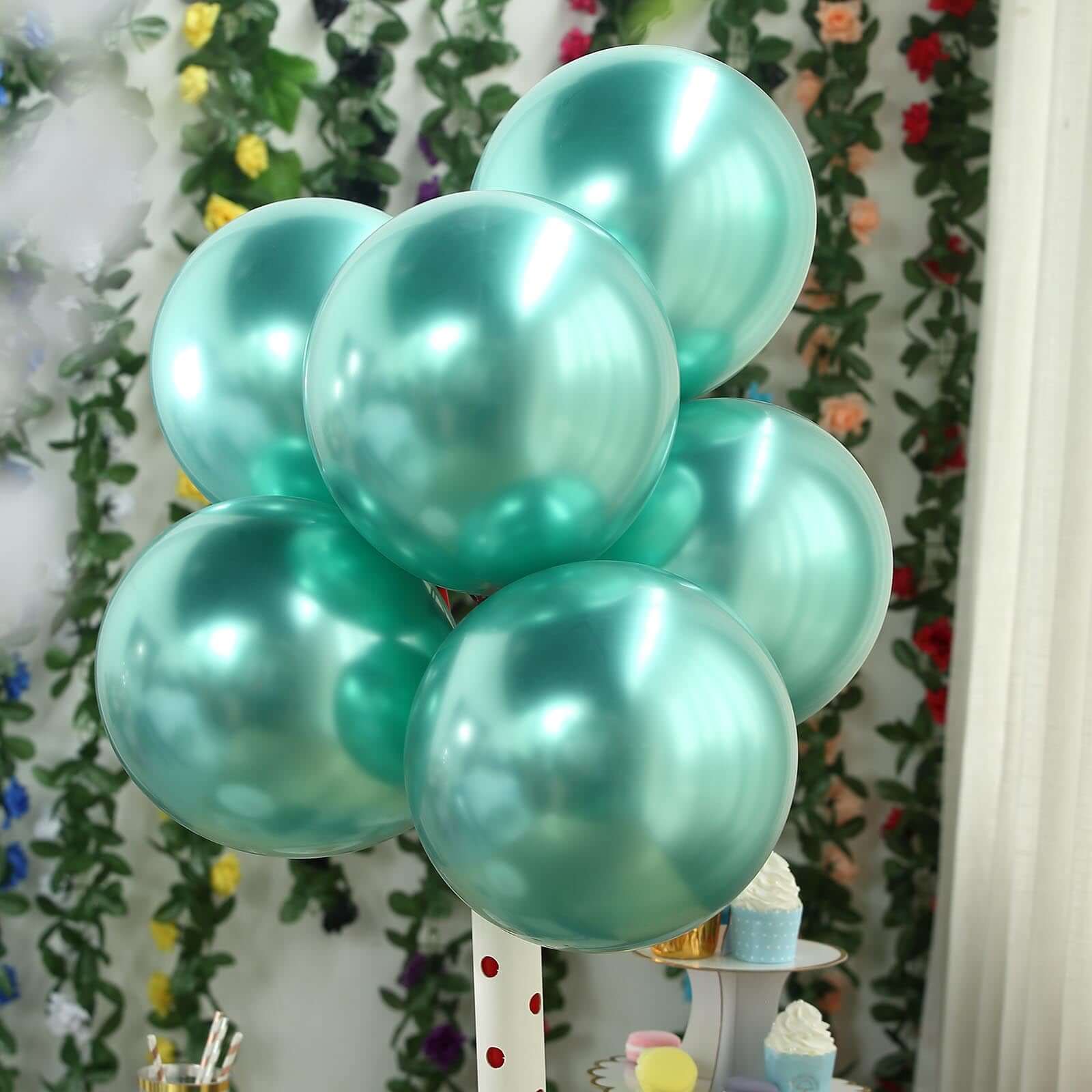 Hot Deal! 25-Pack 12-Inch Metallic Chrome Green Latex Party Balloons (Helium or Air Fillable)