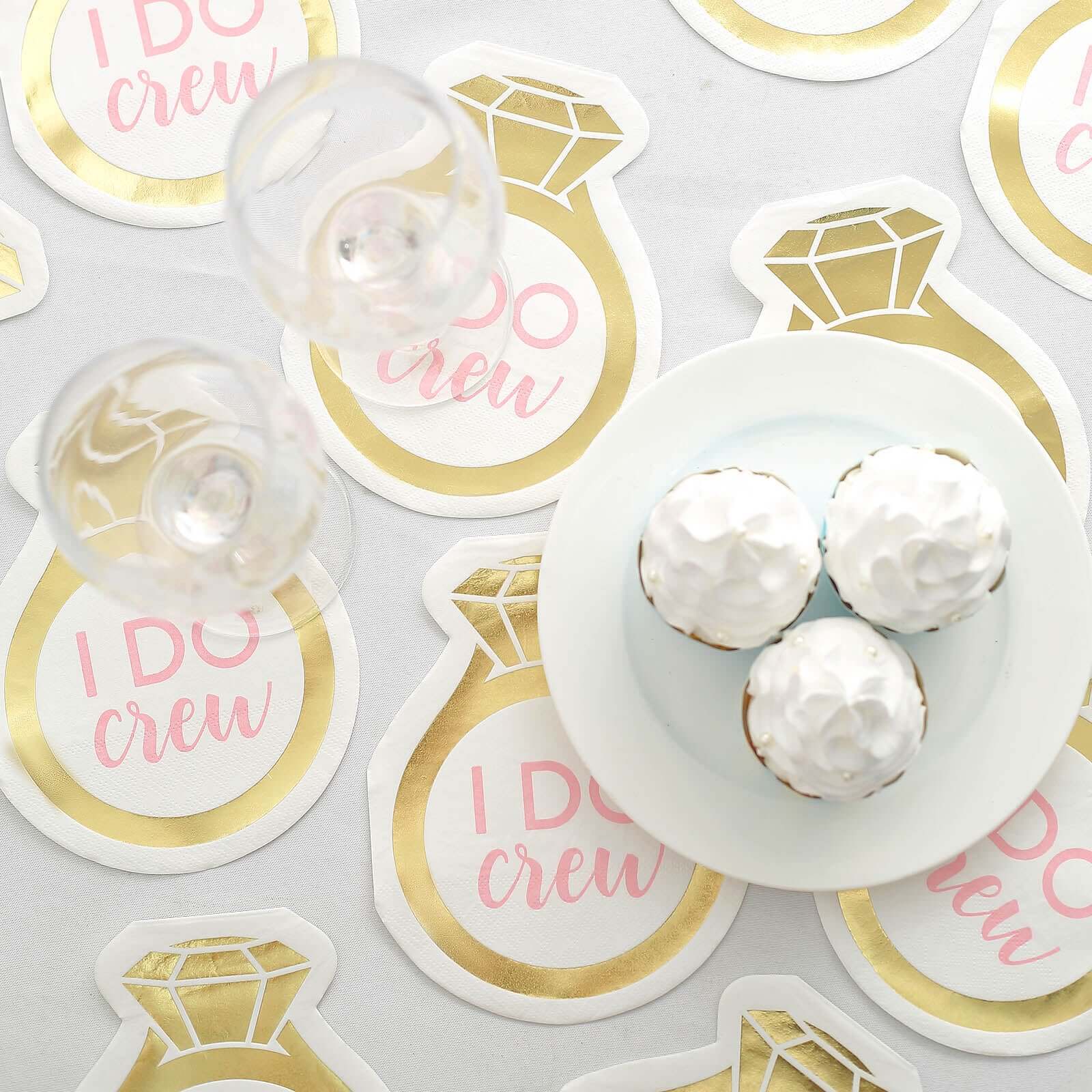 20-Pack Gold Ring Design Disposable Paper Cocktail Napkins - Ideal for Engagements & Parties