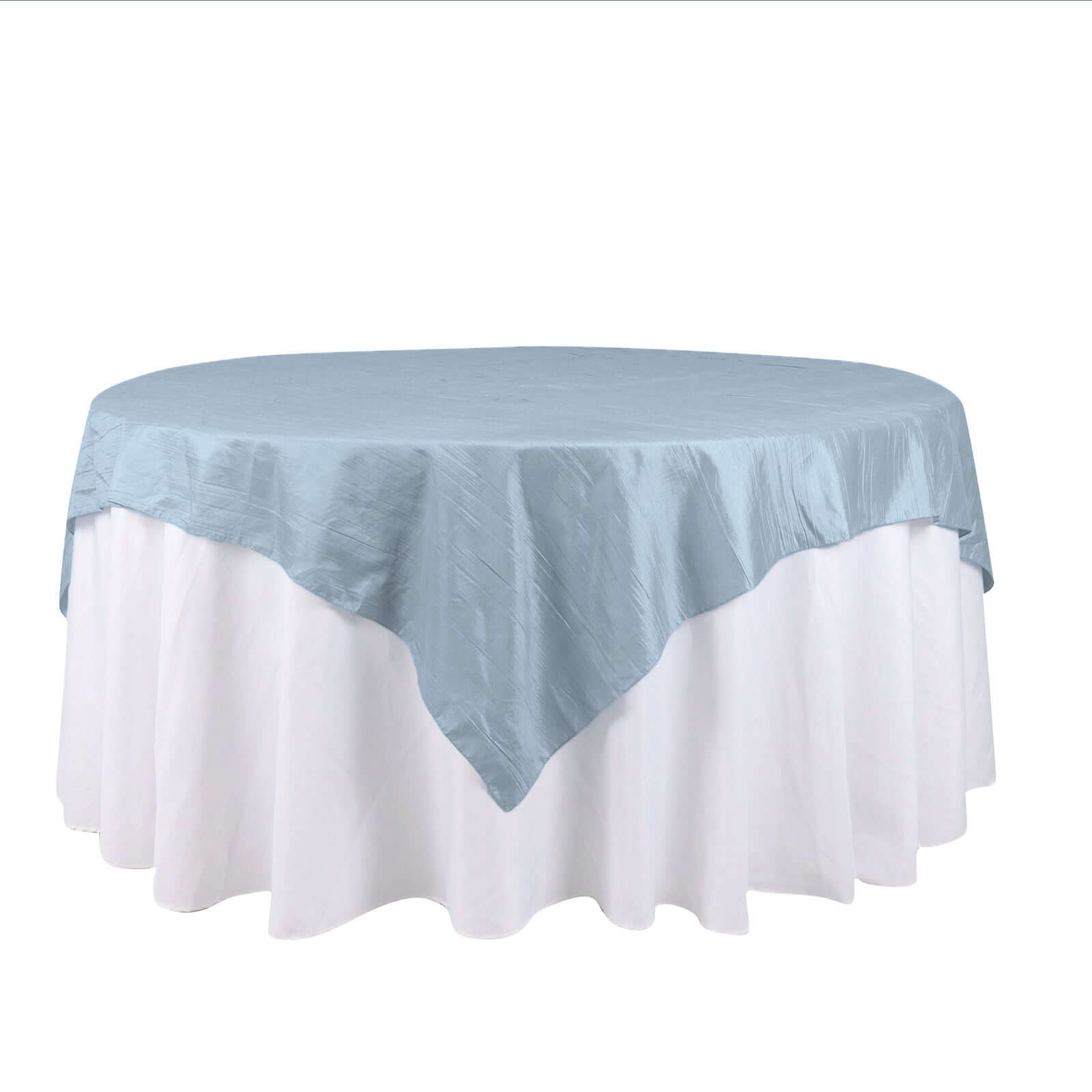 Special Offer! Dusty Blue Accordion Crinkle Taffeta Square Table Overlay 72x72