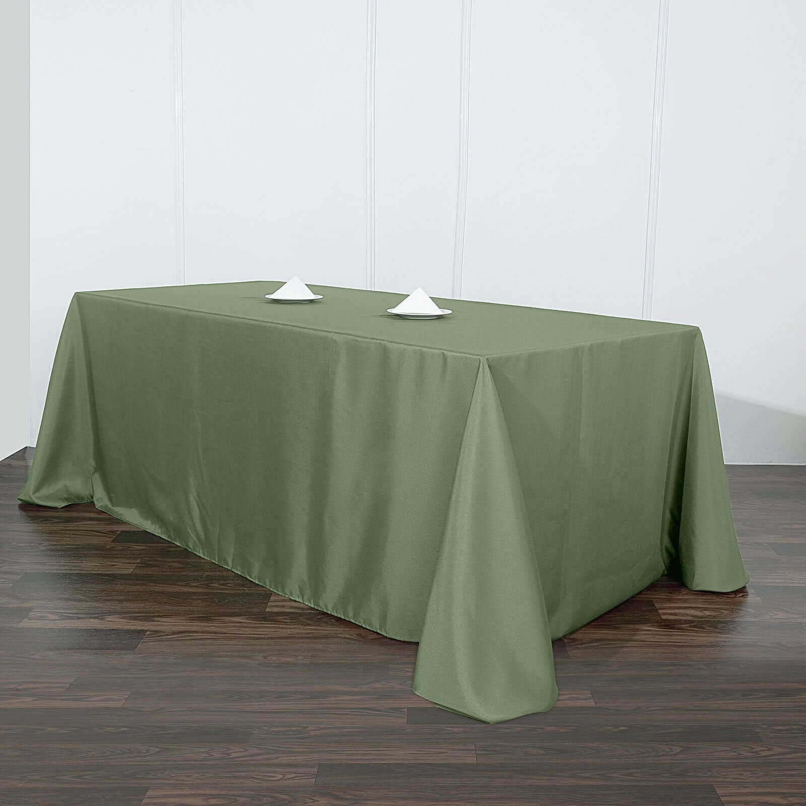 Seamless Wrinkle-Resistant Olive Green Polyester Rectangle Tablecloth 90x156