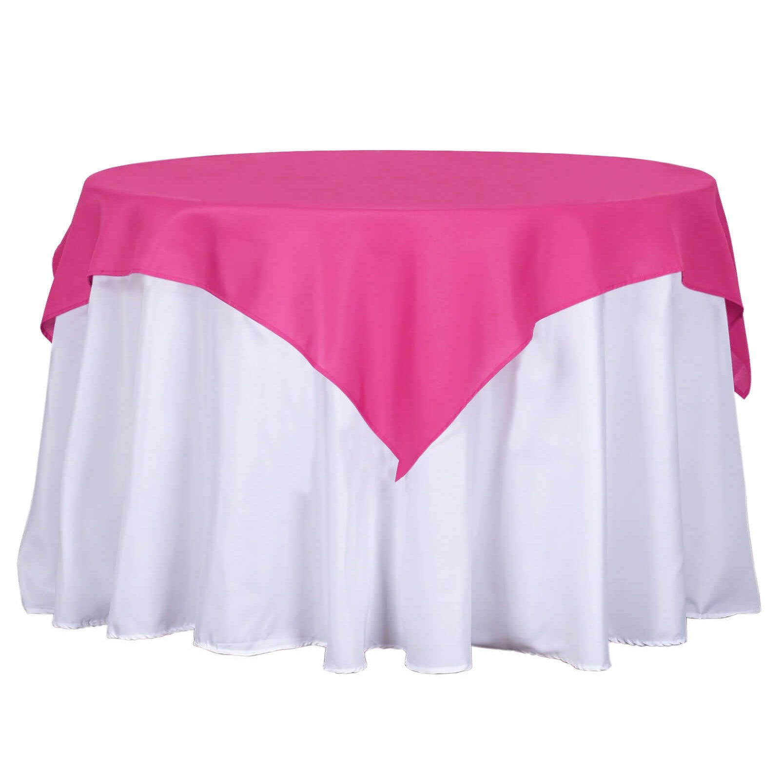 Hot Sale! Fuchsia 54x54 Polyester Square Table Overlay - Wrinkle-Free & Long-Lasting Table Cover