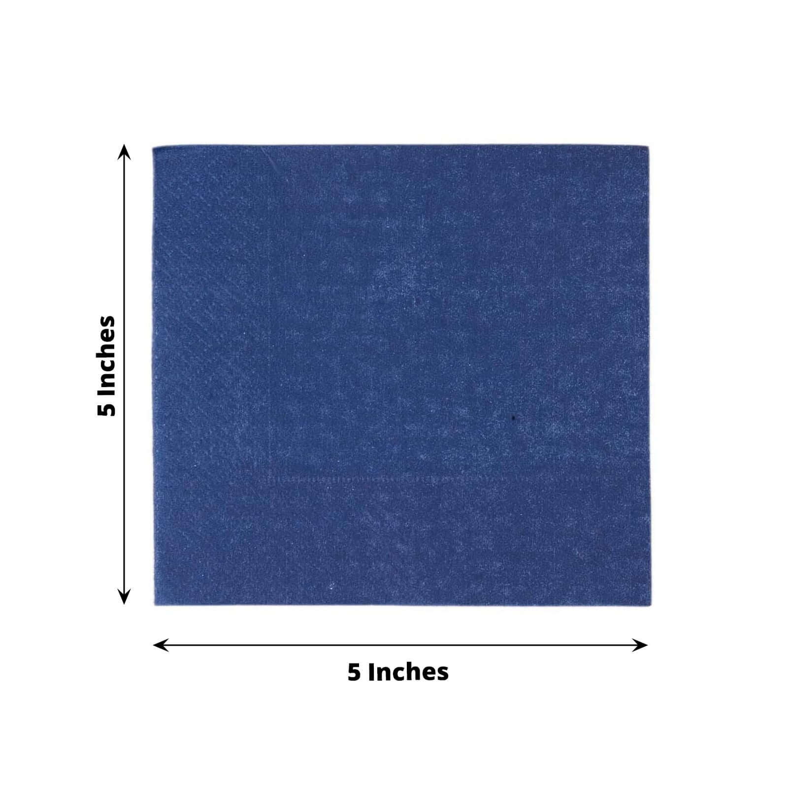 50-Piece Navy Blue 2-Ply Disposable Soft 18GSM 5x5 Cocktail Beverage Paper Napkins