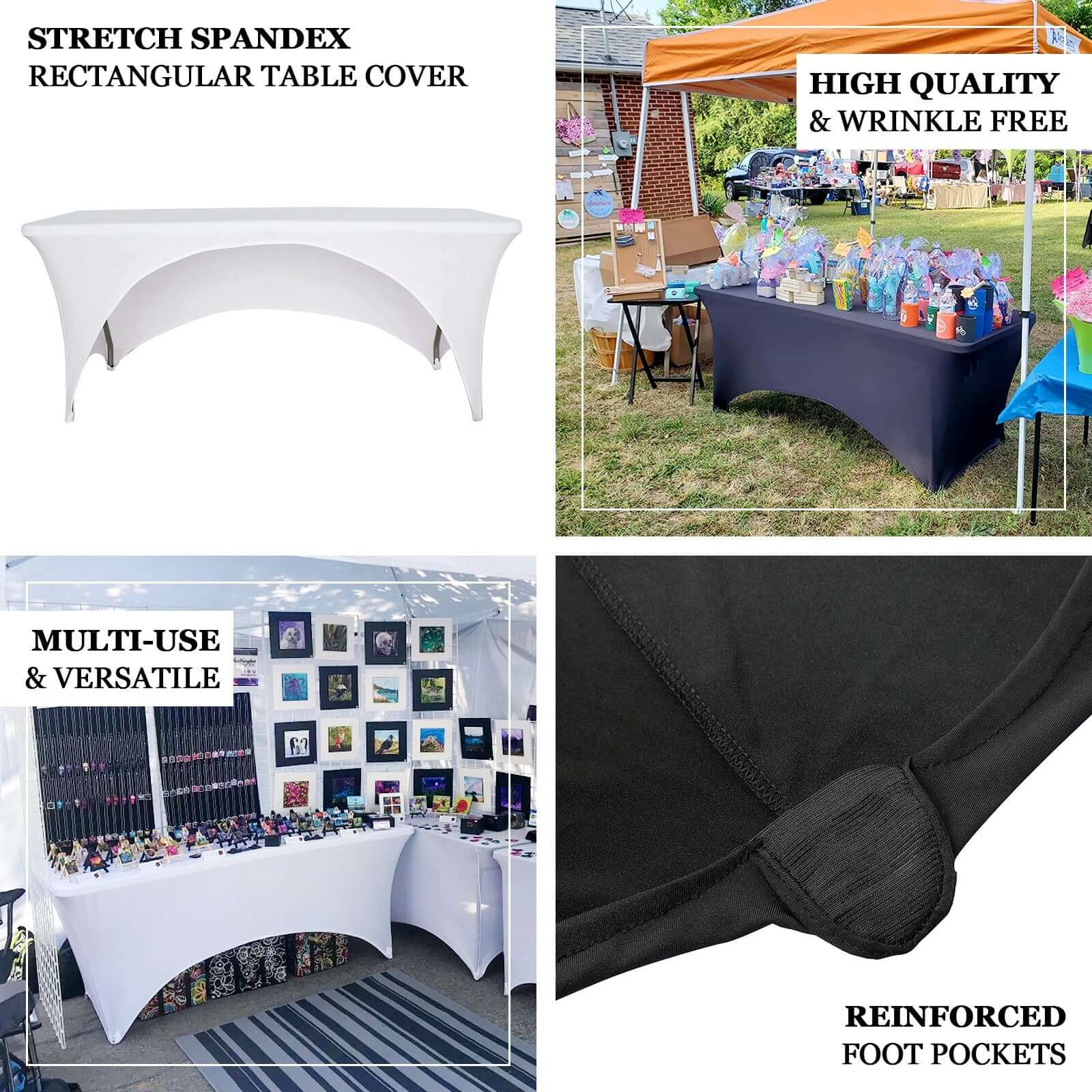 Black Stretch Spandex Table Cover for Events: Tailored Look with Curved Open Back