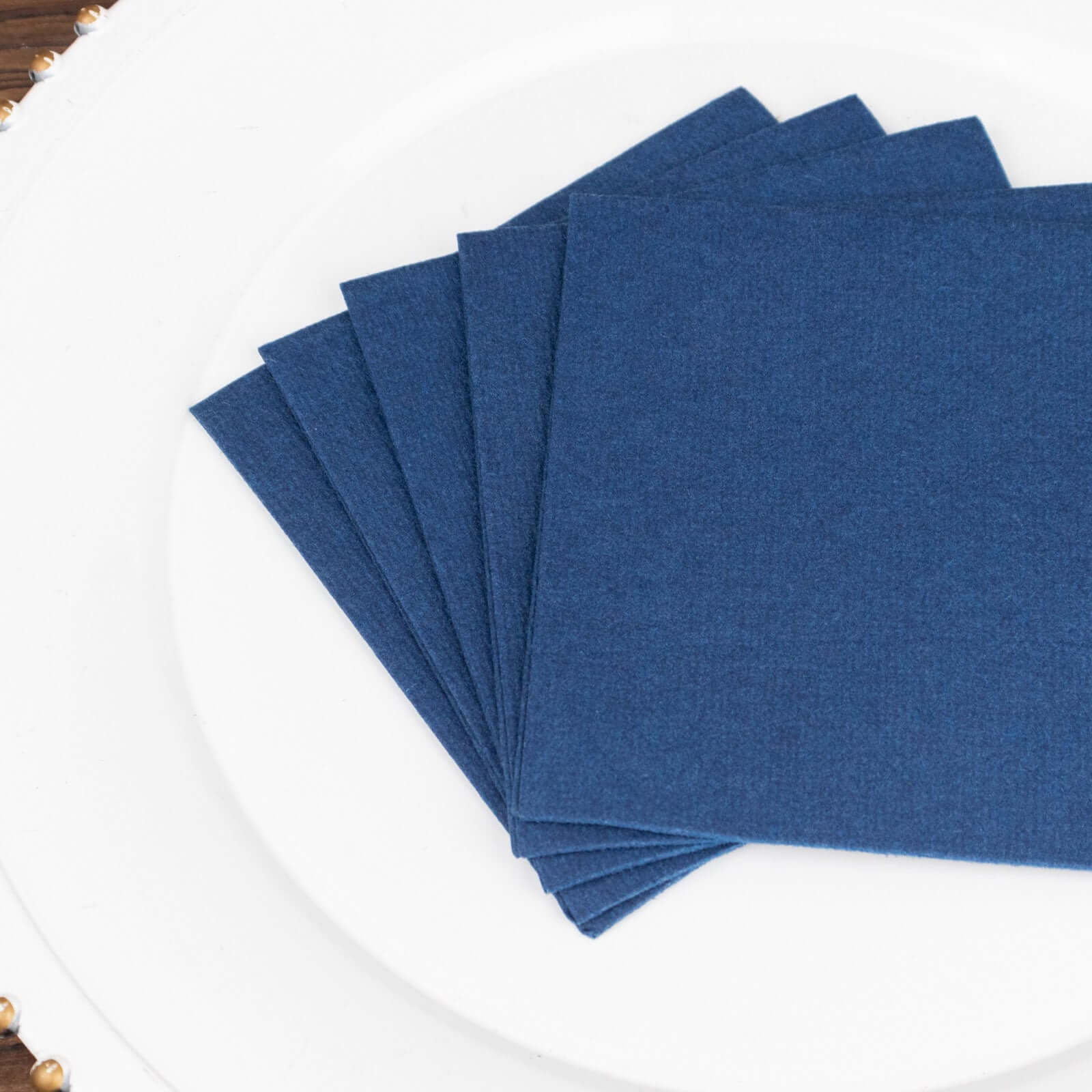 20-Piece Navy Blue 5x5 Linen-Like Airlaid Napkins - Super Absorbent