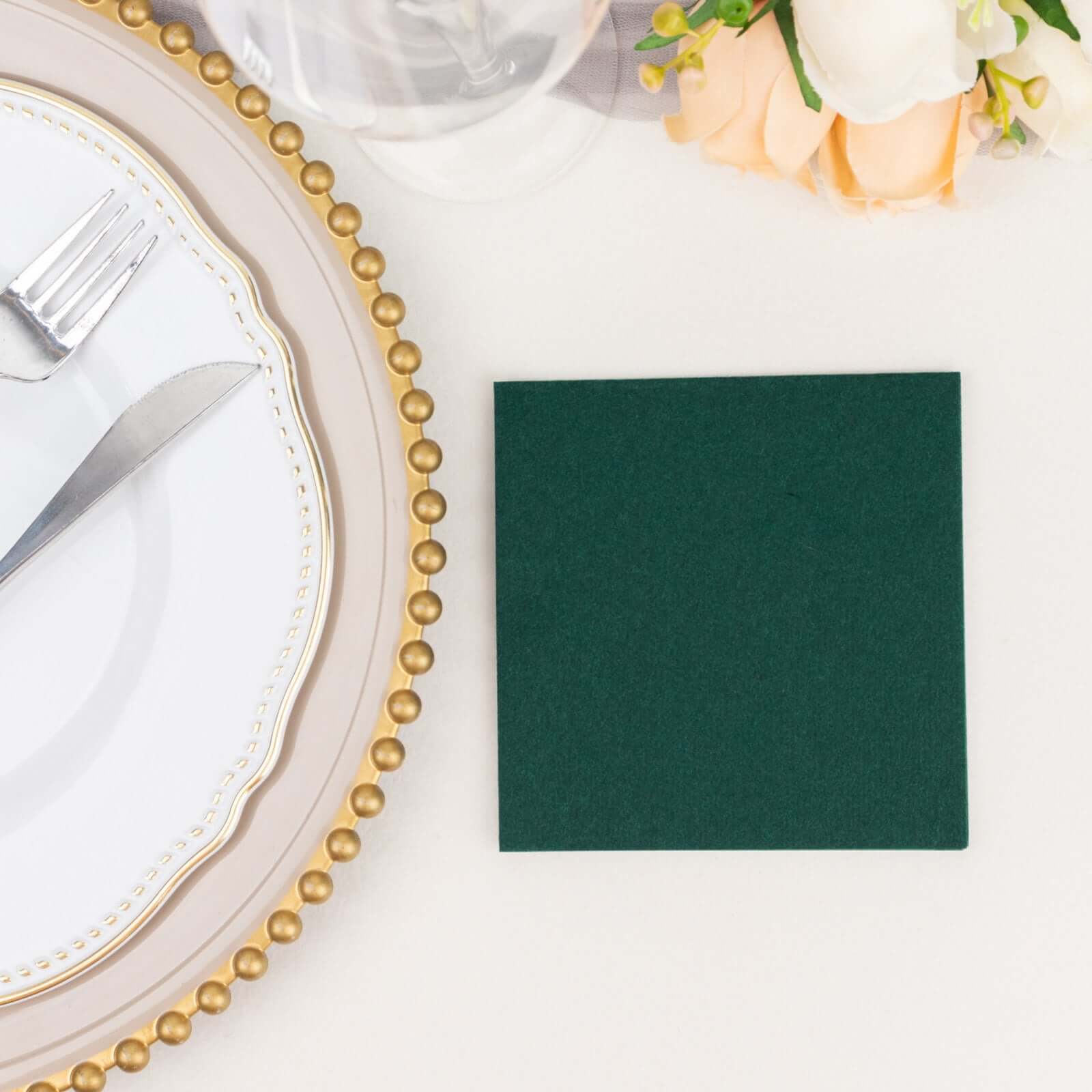 20-Pack Hunter Emerald Green Airlaid Cocktail Napkins - Soft, Absorbent & Linen-Like