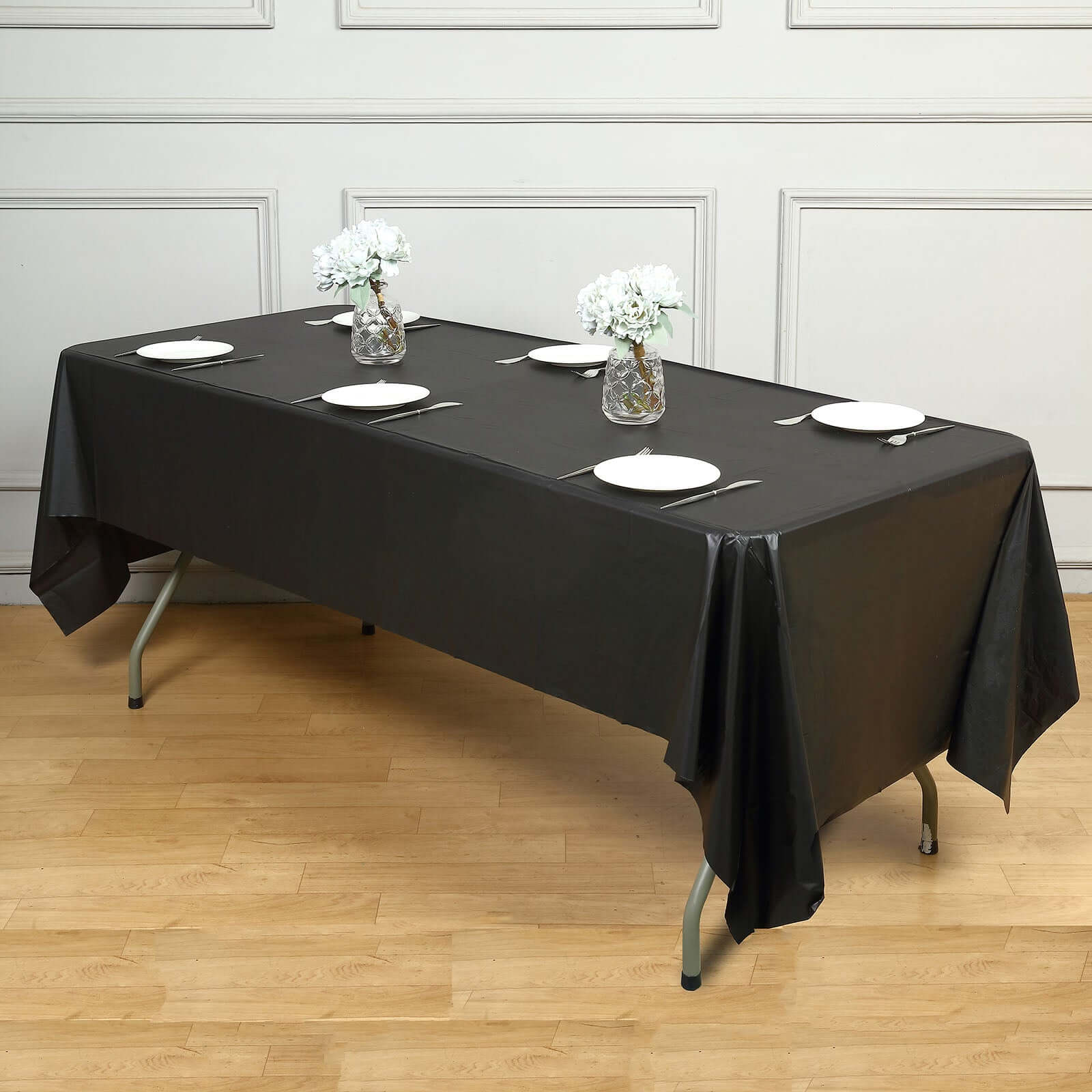 Hot Deal! 5-Pack Black PVC Disposable Rectangle Table Covers 54x108