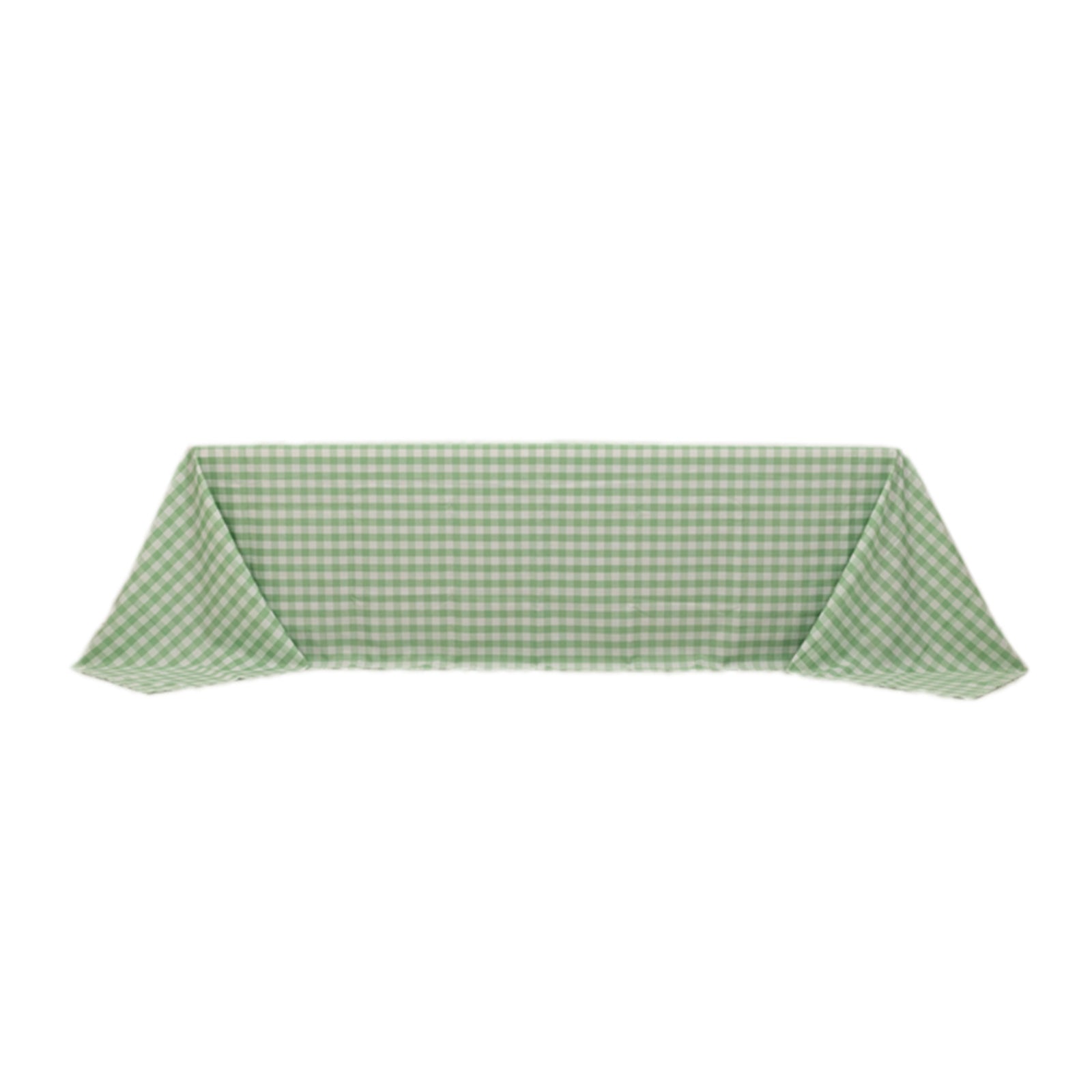 Premium Seamless Checkered Buffalo Plaid Polyester Tablecloth in White and Sage Green, 90x156
