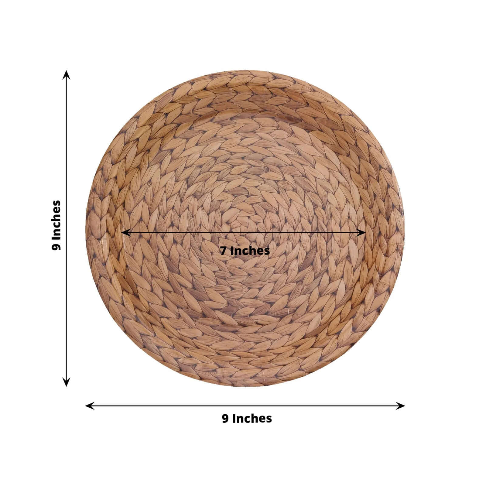 25-Pack 9" Natural Round Paper Dinner Plates with Woven Rattan Print - Ideal for Rustic Country Chic Parties