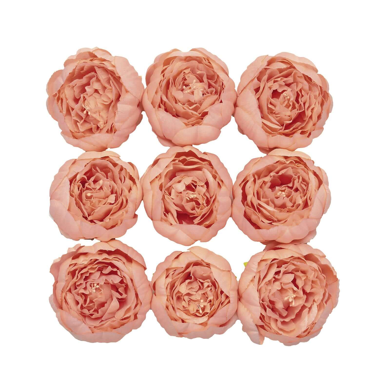 Hot Deal! 10-Pack Peach Artificial Peony Flower Heads for DIY Events & Floral Crafts