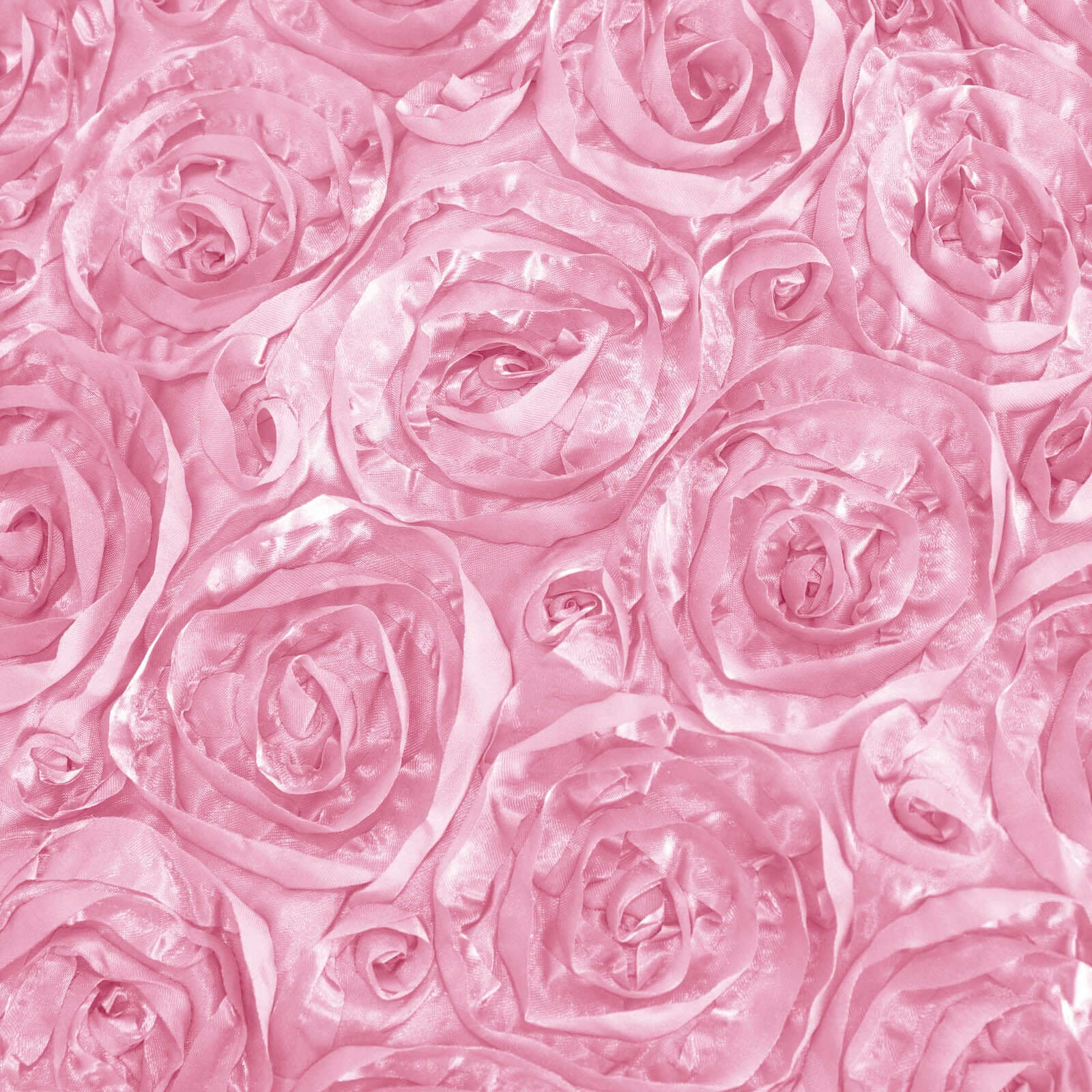 Hot Sale! Pink Satin 90x132 Rectangle Tablecloth with 3D Rosette Design