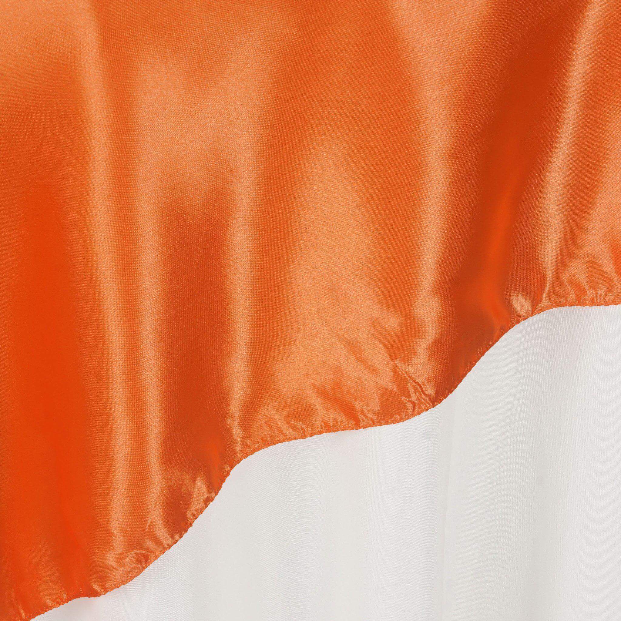 Hot Deal! Orange Satin 60x60 Square Table Overlay with Smooth Silky Touch