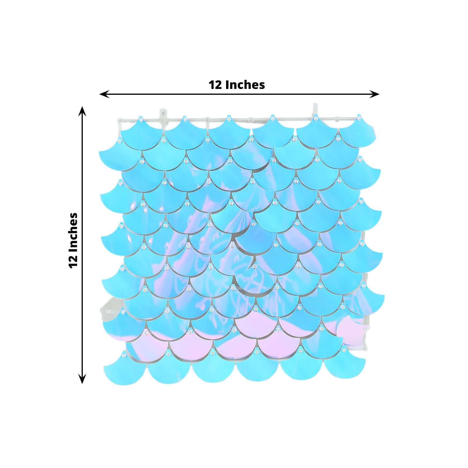 24sq.ft Iridescent Blue Sequin Mermaid Wall Backdrop - 24 Party Décor Panels