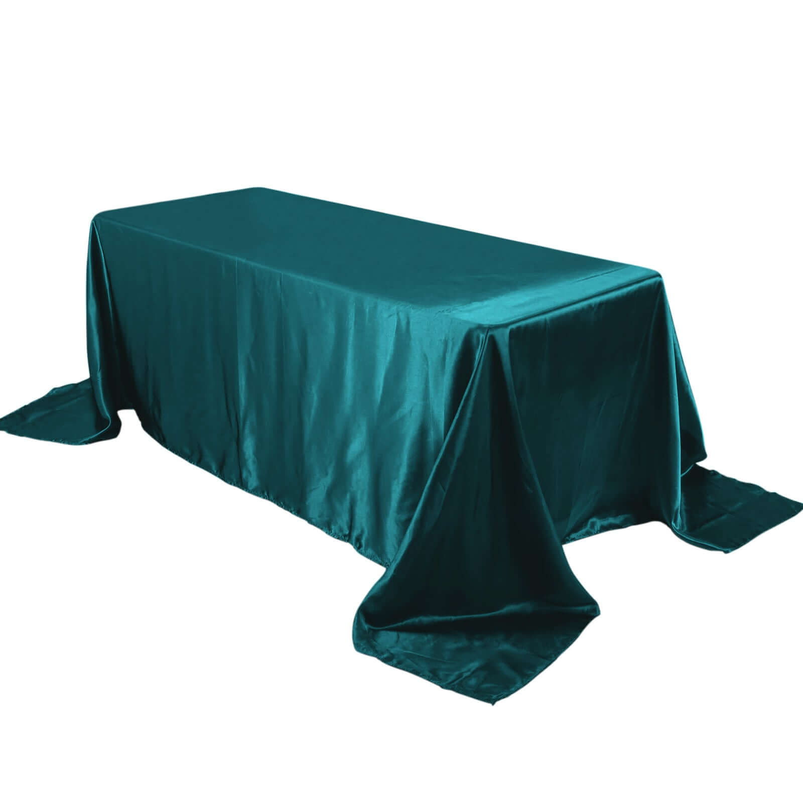 Hot! Seamless Peacock Teal Satin 90x132 Rectangular Tablecloth