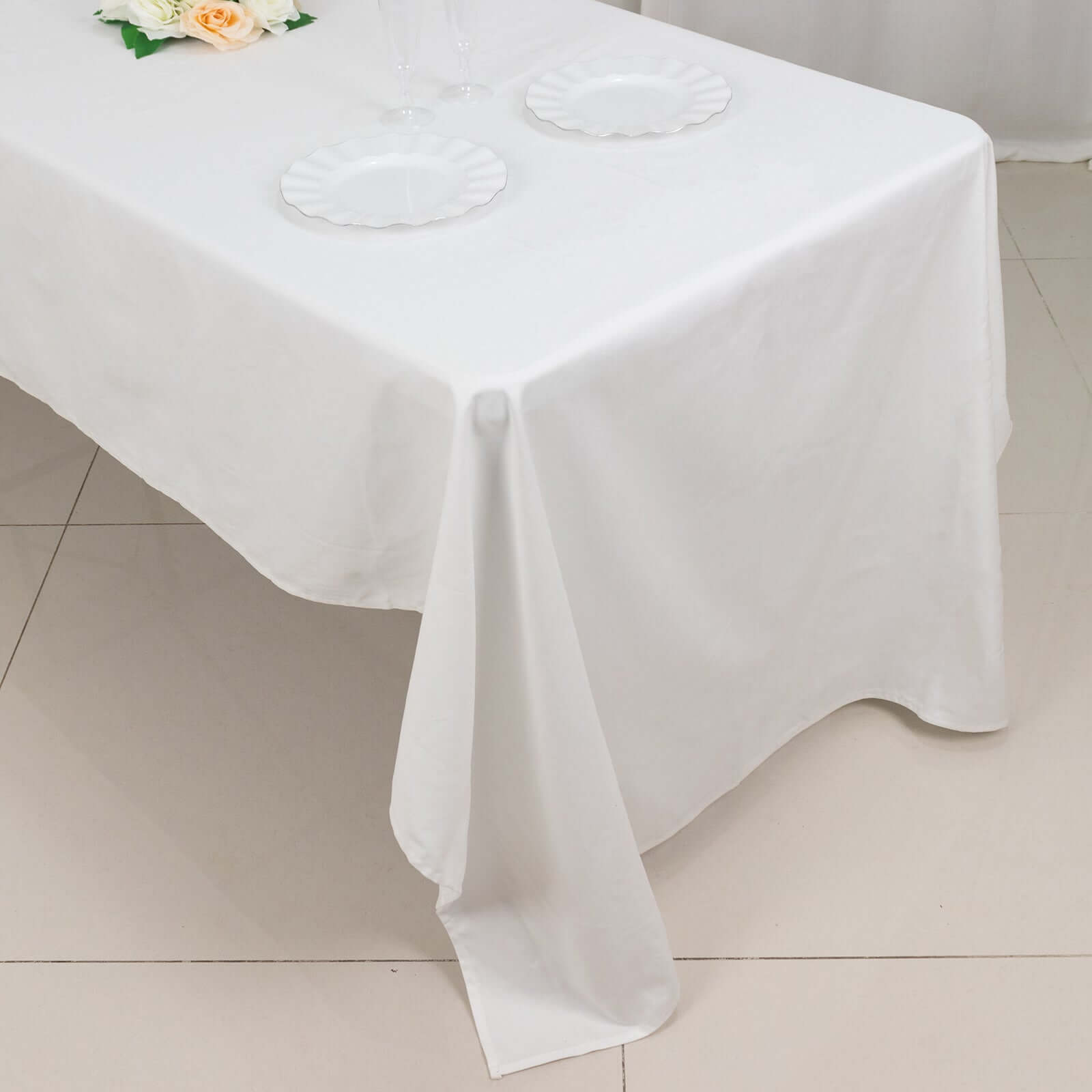 Exclusive White 100% Cotton Rectangle Tablecloth - Soft, Breathable & Elegant