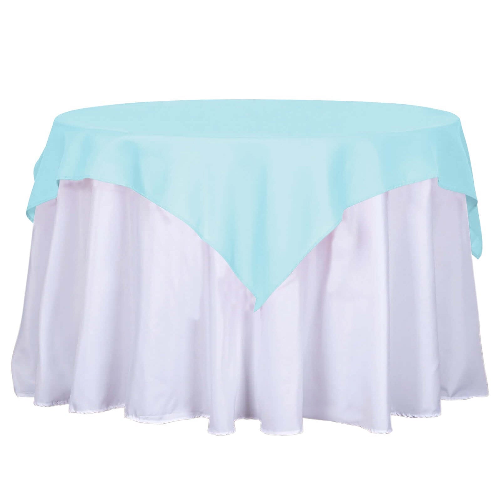 Light Blue Wrinkle-Resistant & Durable 54x54 Polyester Square Table Overlay