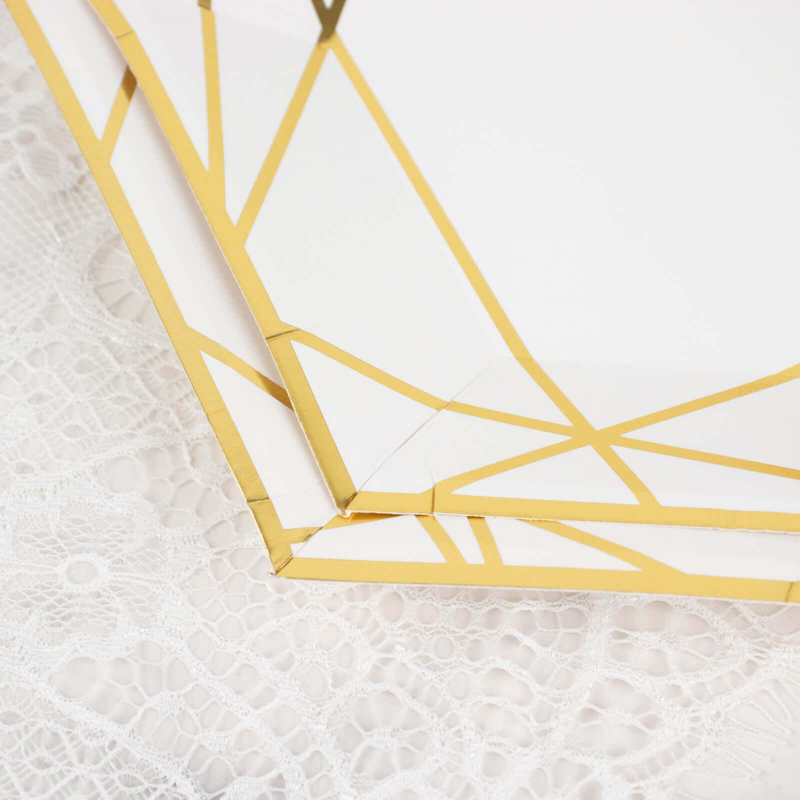 Hot Deal! 25-Pack White & Gold Geometric Hexagon Disposable Paper Dessert Plates for Events