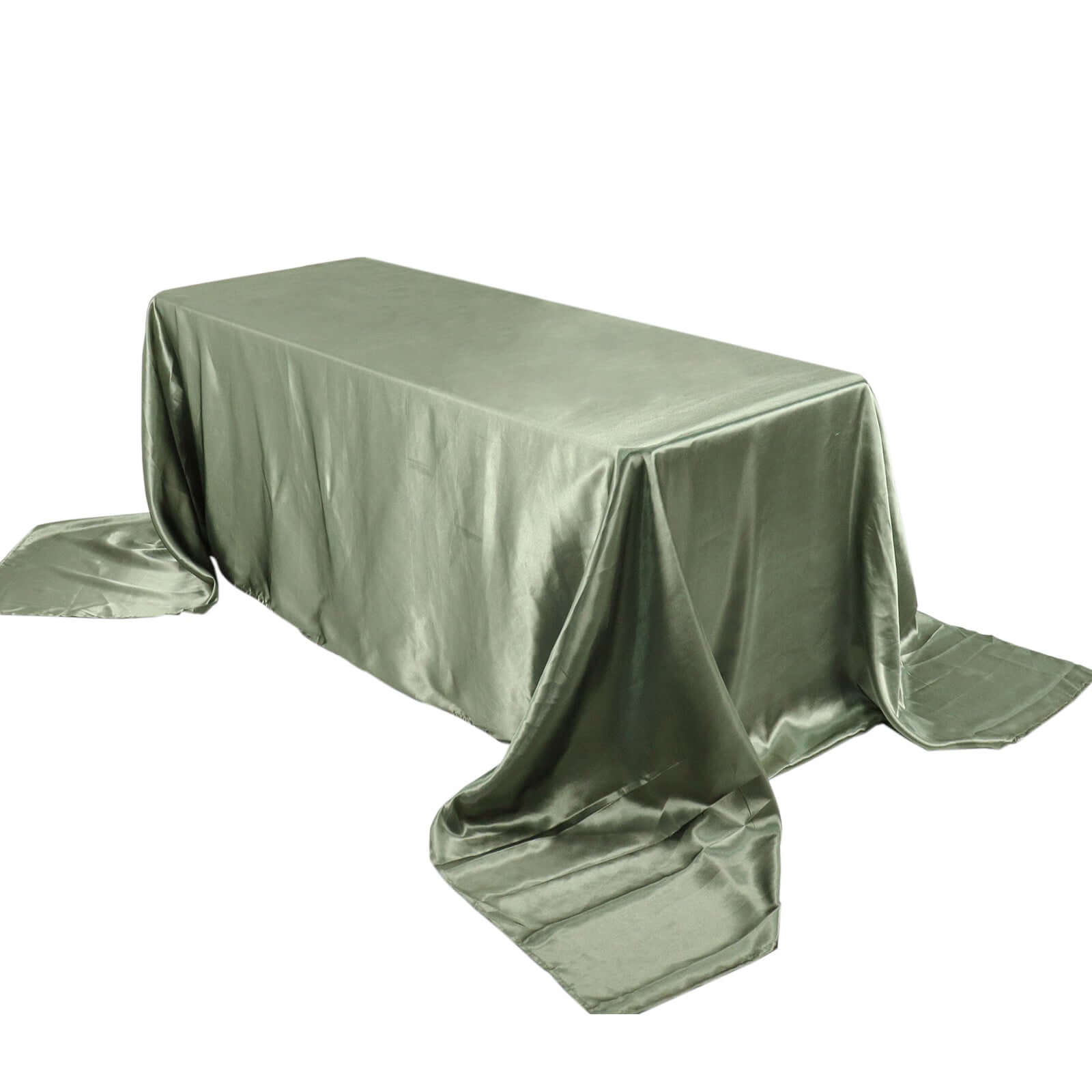 Hot Sale! Seamless Satin Rectangular Tablecloth in Dusty Sage Green, 90x156