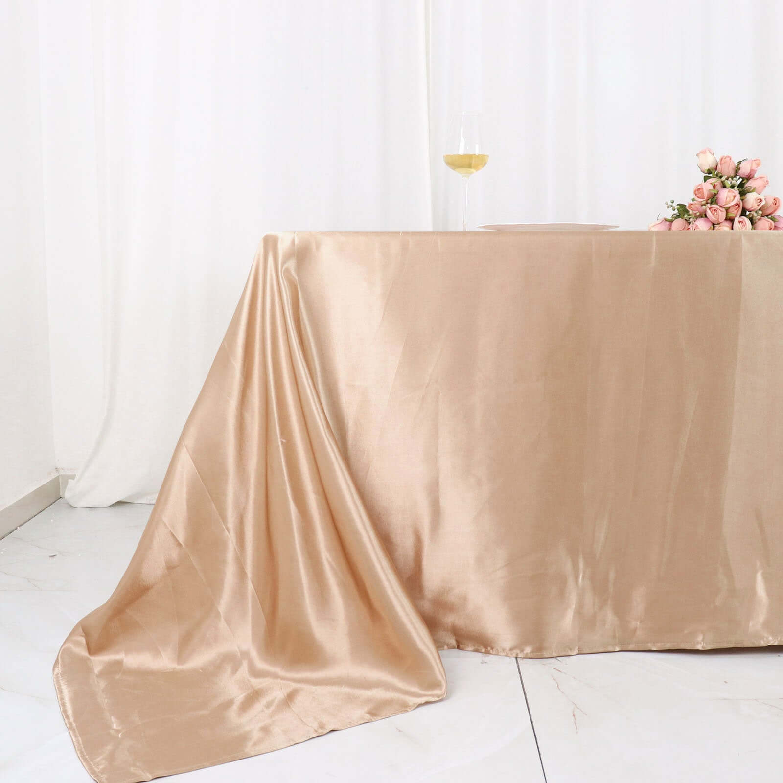 Hot Sale! Nude Seamless Satin Rectangular Tablecloth, 90x132 Size for Various Occasions