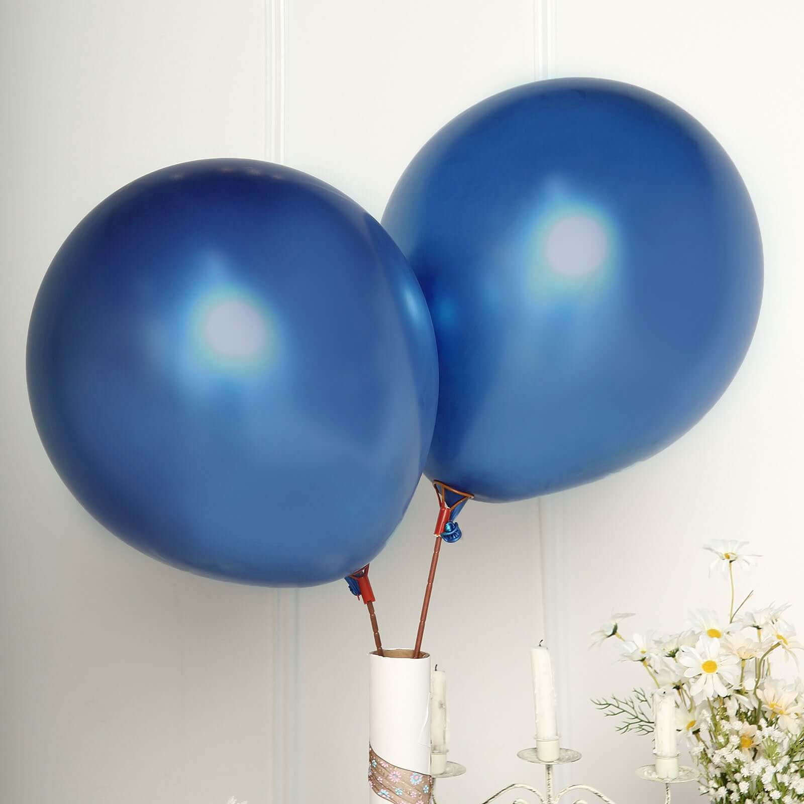 Hot Sale! 5-Piece Set of 18-Inch Royal Blue Metallic Chrome Latex Balloons for Helium or Air Filling